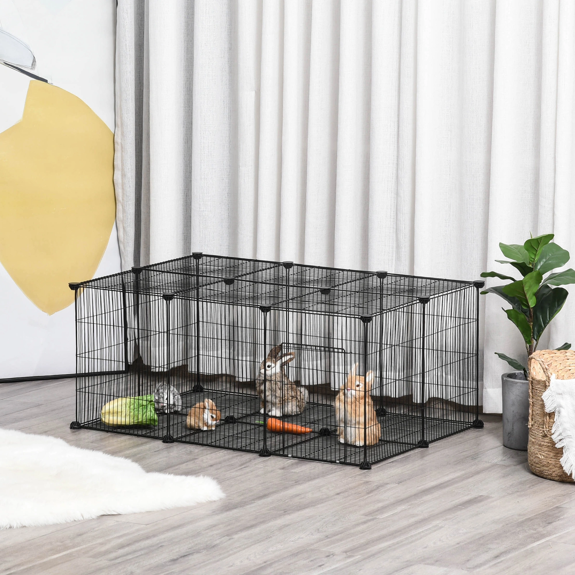 Pet Playpen DIY Exercise Pen for Rabbits, Chinchillas, Hedgehogs, Guinea Pigs - 8-Panel Modular Pet Enclosure