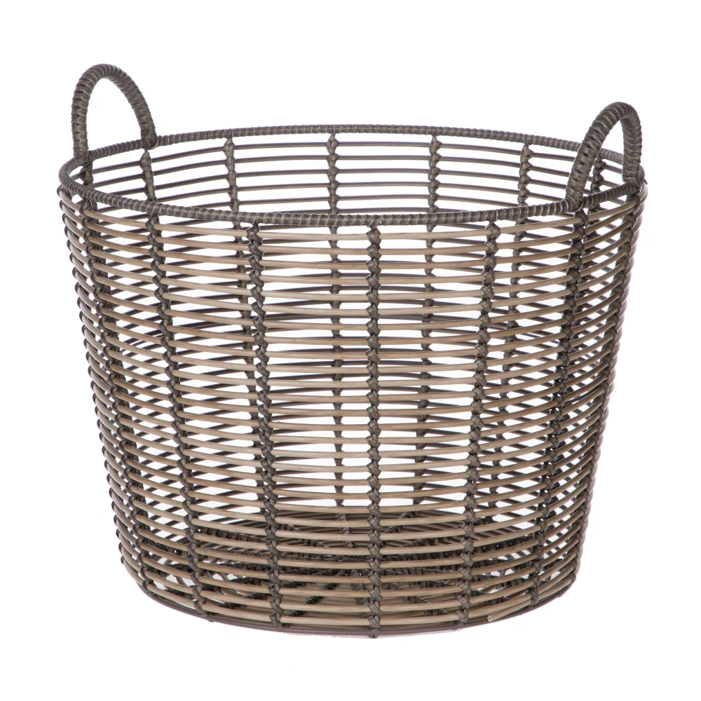 Extra Large Round Poly Rattan Decorative Storage Basket with Handles, 18.7 in x 16 in (Shipment from Walmart)