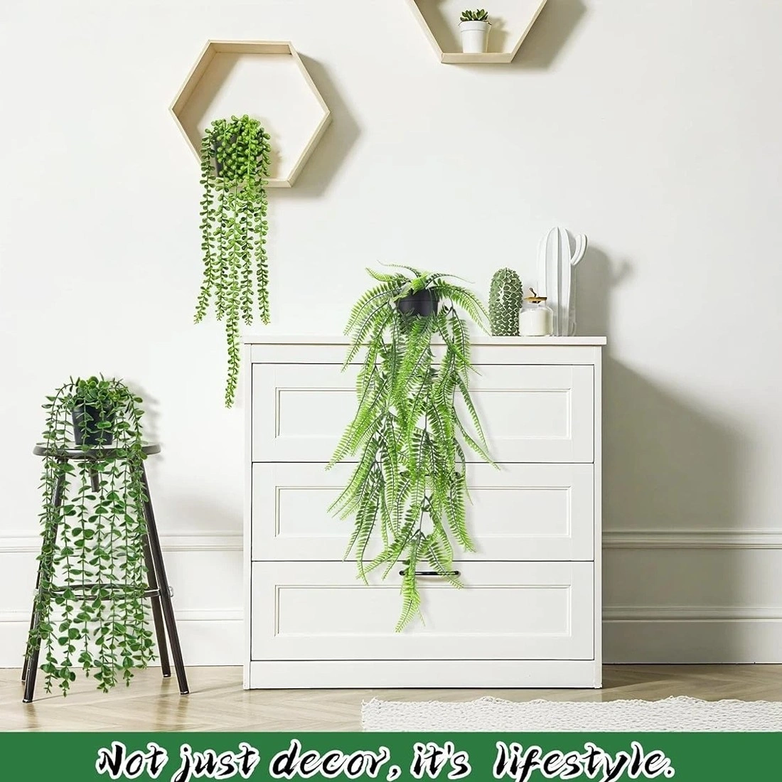 4Pcs Artificial Hanging Plants in Pots Fake Trailing Greenery Indoor Outdoor Home Office Decor view 4