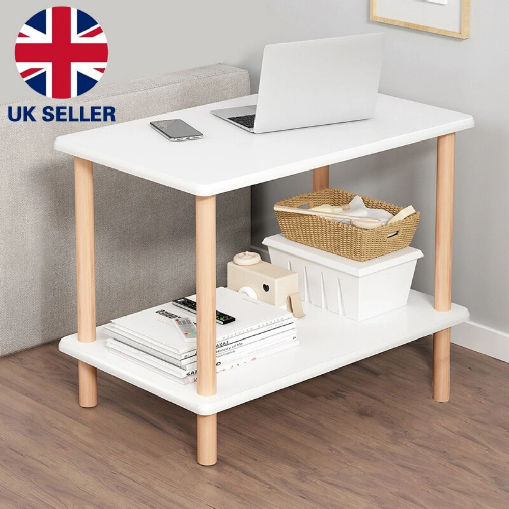 White Narrow End Table, Small Side Table Bedside Nightstand for Living Room UK