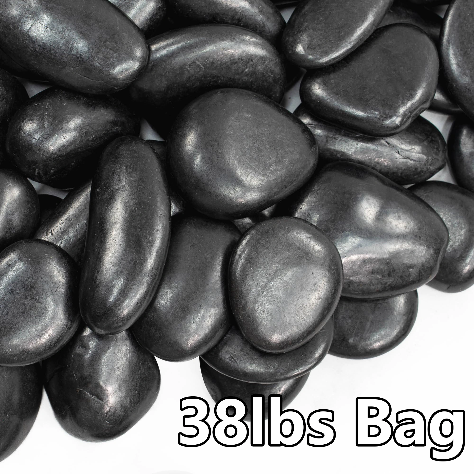 ​​38lbs Black River Rocks, 2-3 inch Polished Pebbles for Plants, Vase Filler, Aquarium, Landscaping, Indoor/Outdoor Decor