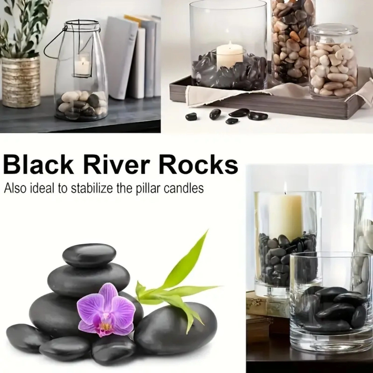 ​​38lbs Black River Rocks, 2-3 inch Polished Pebbles for Plants, Vase Filler, Aquarium, Landscaping, Indoor/Outdoor Decor view 9
