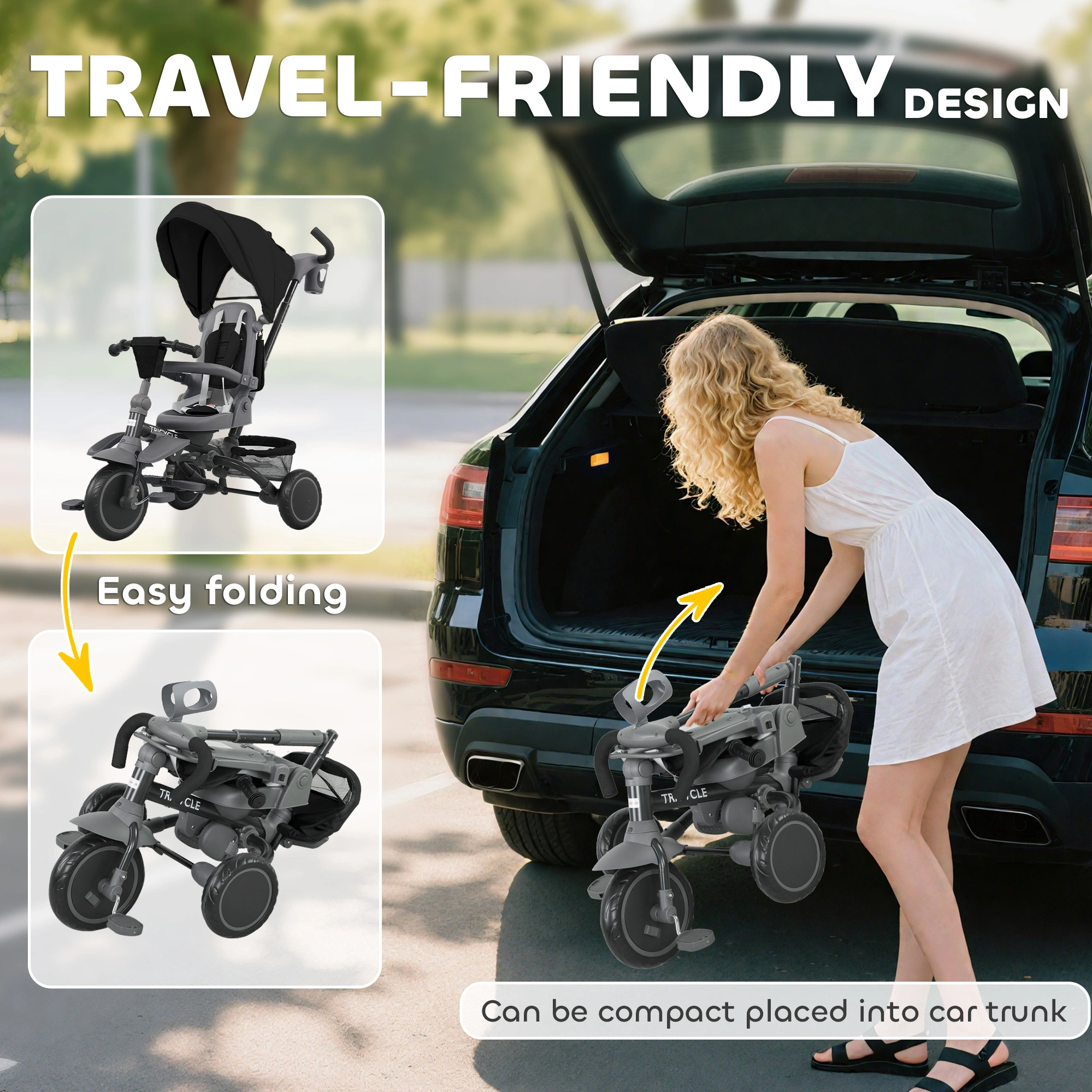 Kids Trike for Toddlers with Adjustable Backrest, 3-Wheel Balance Bike Rider Scooter view 2