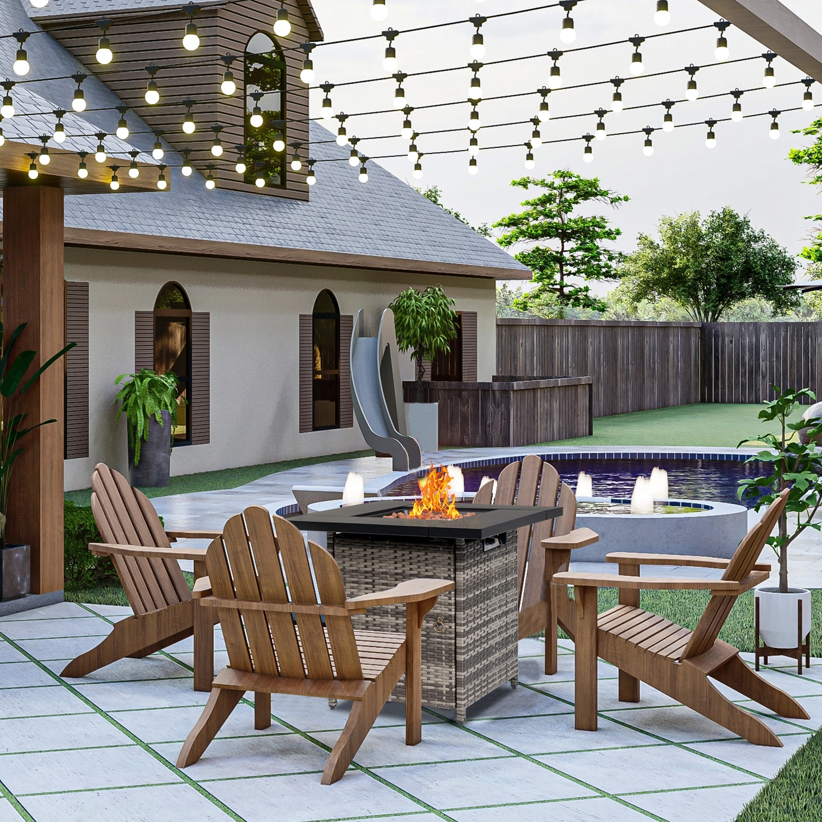 28-Inch Fire Table, 50000 BTU Gas Firepit with Volcanic Stone Black view 10