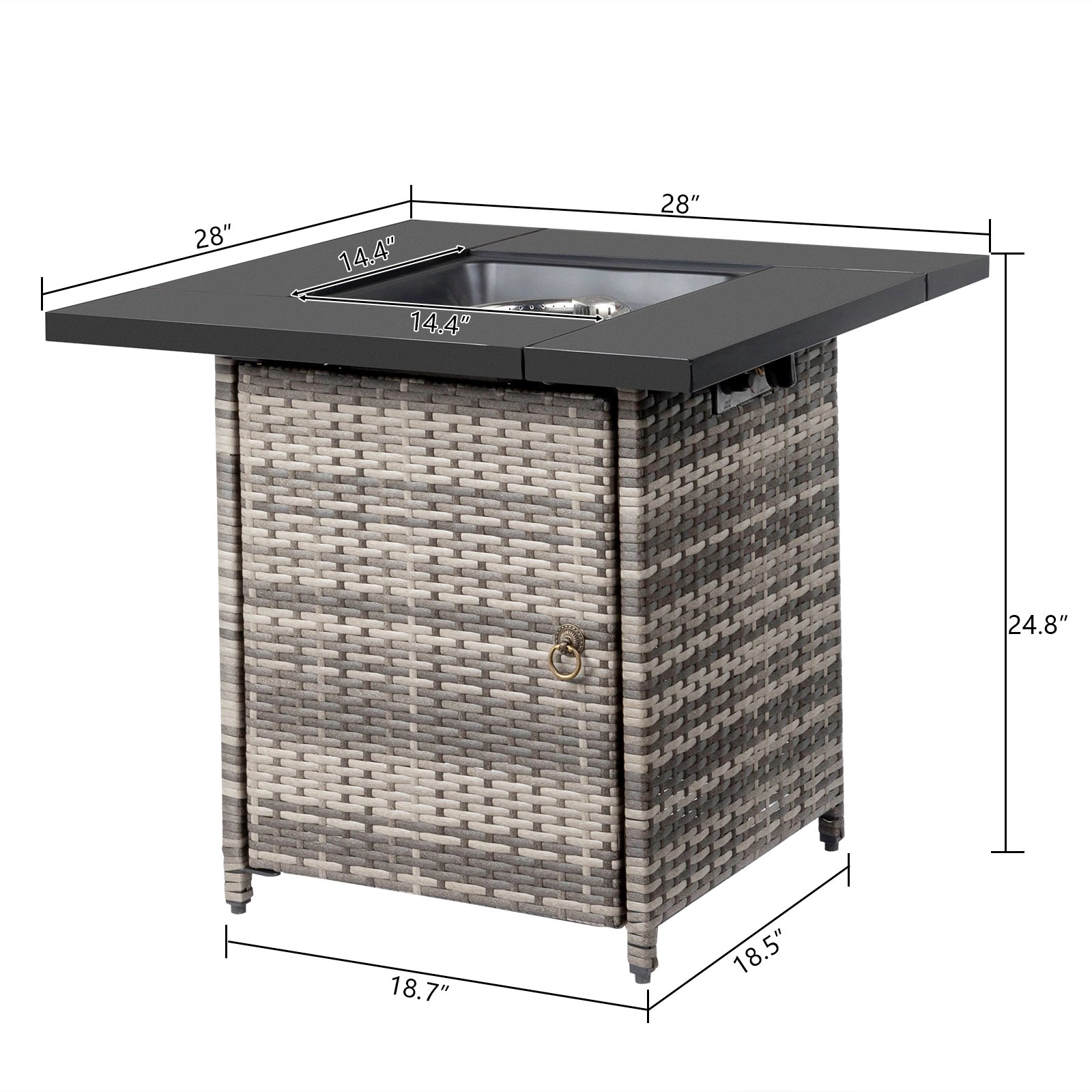 28-Inch Fire Table, 50000 BTU Gas Firepit with Volcanic Stone Black view 16