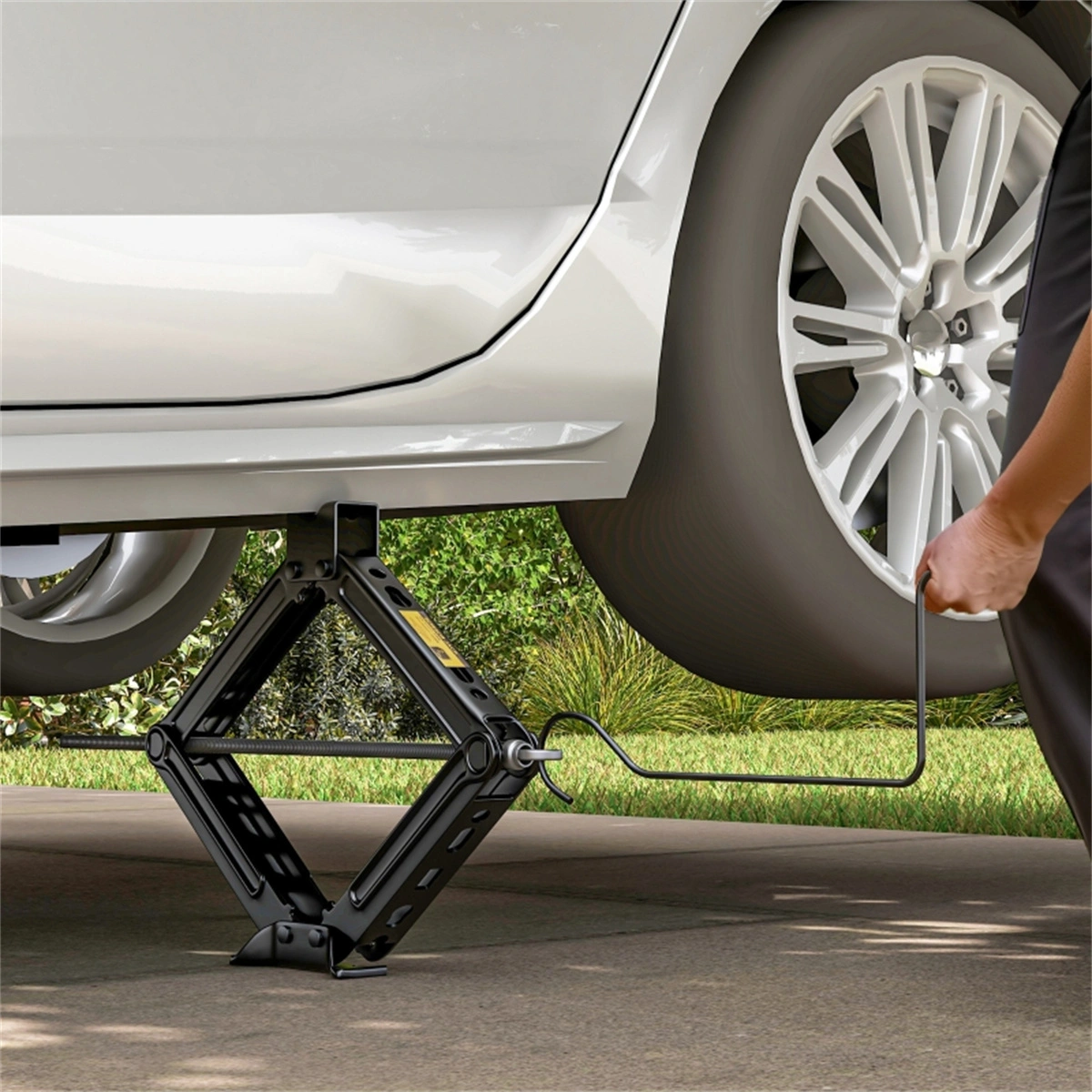 Portable Scissor Jack - 2-Ton Car Lift Jack for Emergency Vehicle Repair, Compact & Durable