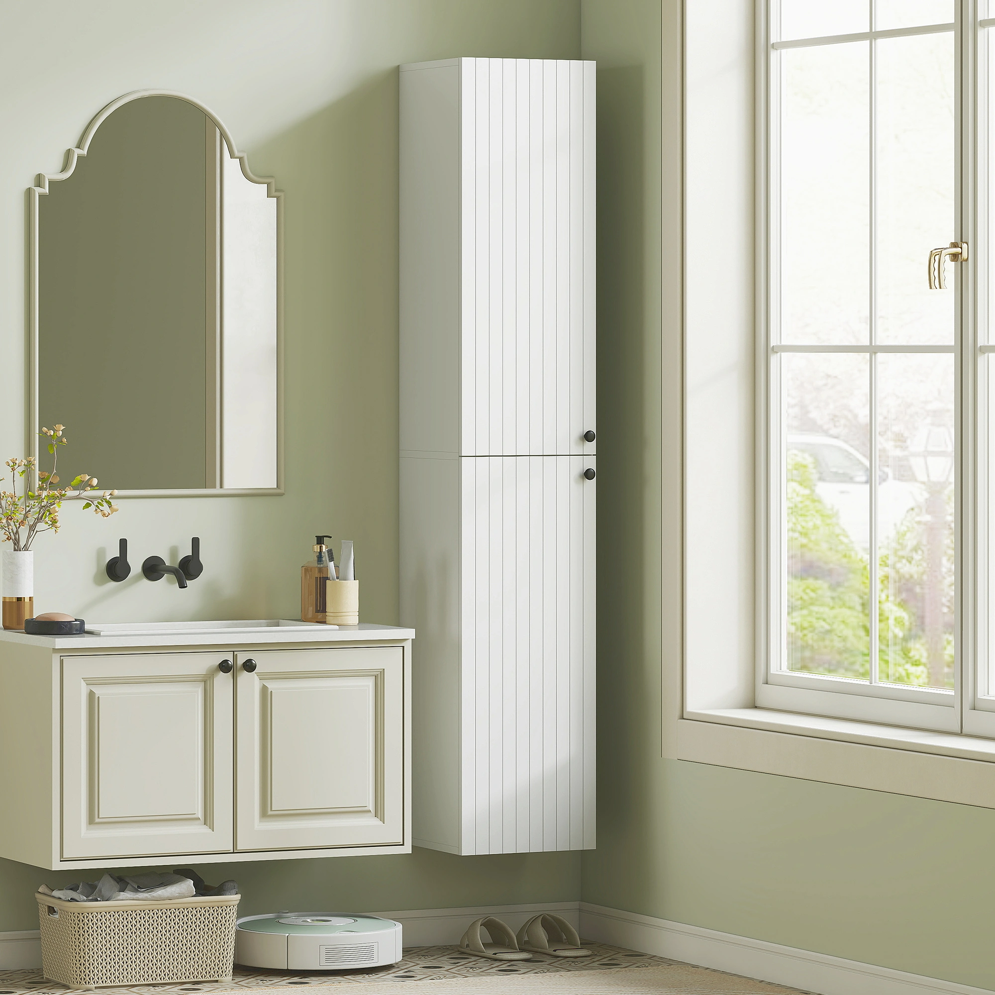 Bathroom Cabinet - Wall Mounted Vanity Storage Organizer with Mirror Shelf, Modern Medicine Cabinet for Small Spaces
