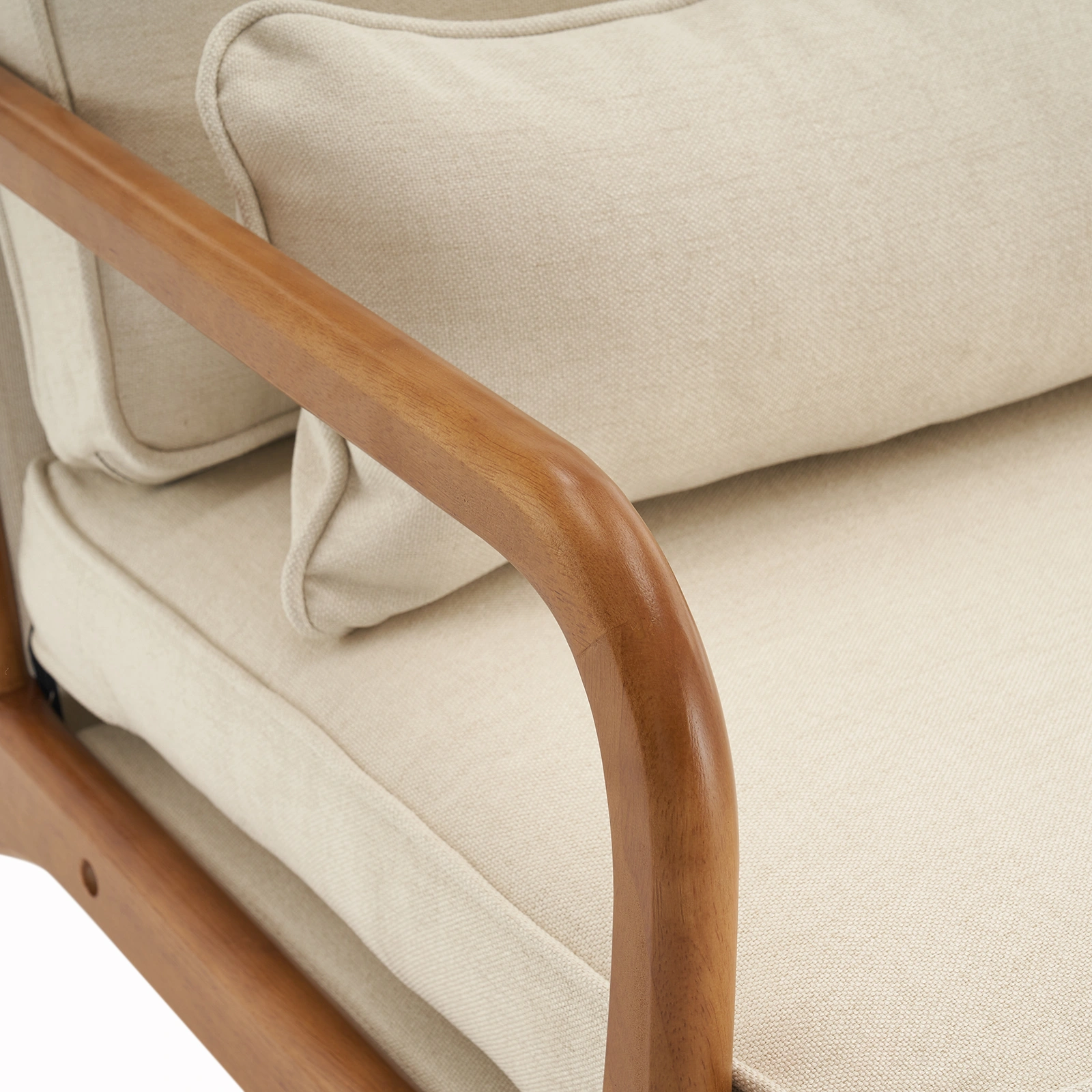 Oak Armrest Oak Upholstered Single Lounge Chair Indoor Lounge Chair Off-White view 10