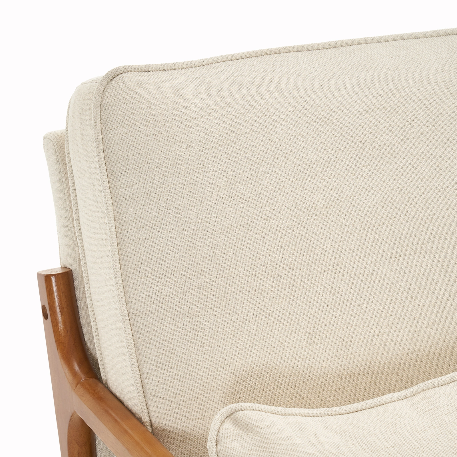 Oak Armrest Oak Upholstered Single Lounge Chair Indoor Lounge Chair Off-White view 11