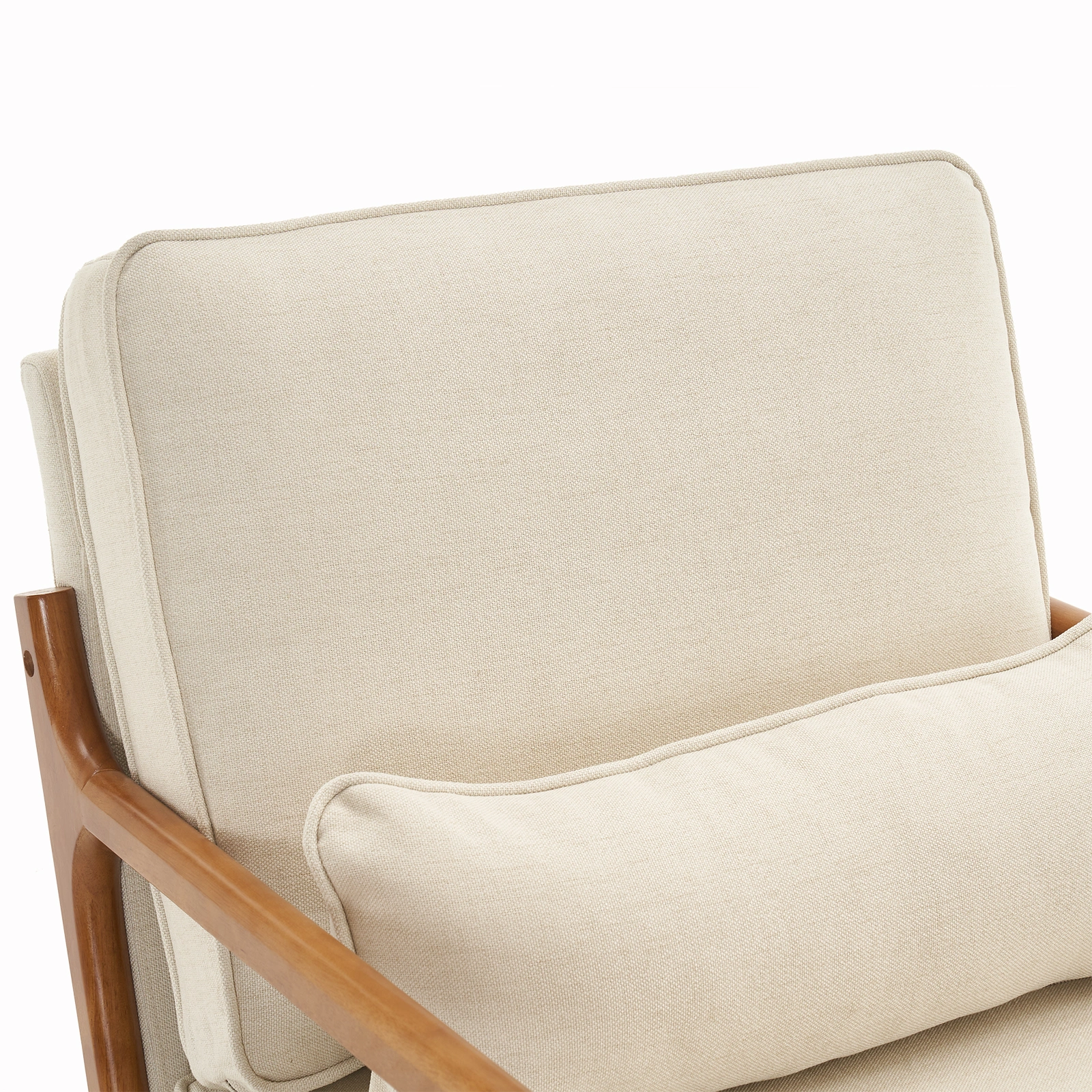 Oak Armrest Oak Upholstered Single Lounge Chair Indoor Lounge Chair Off-White view 13