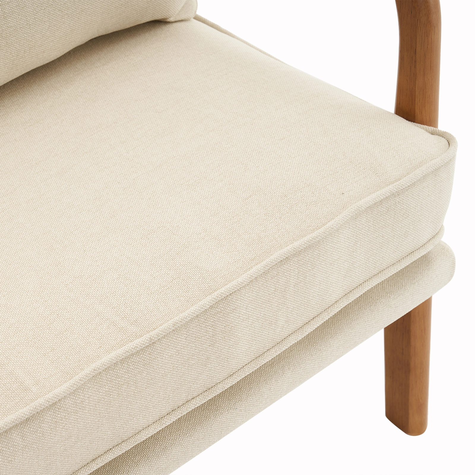 Oak Armrest Oak Upholstered Single Lounge Chair Indoor Lounge Chair Off-White view 14