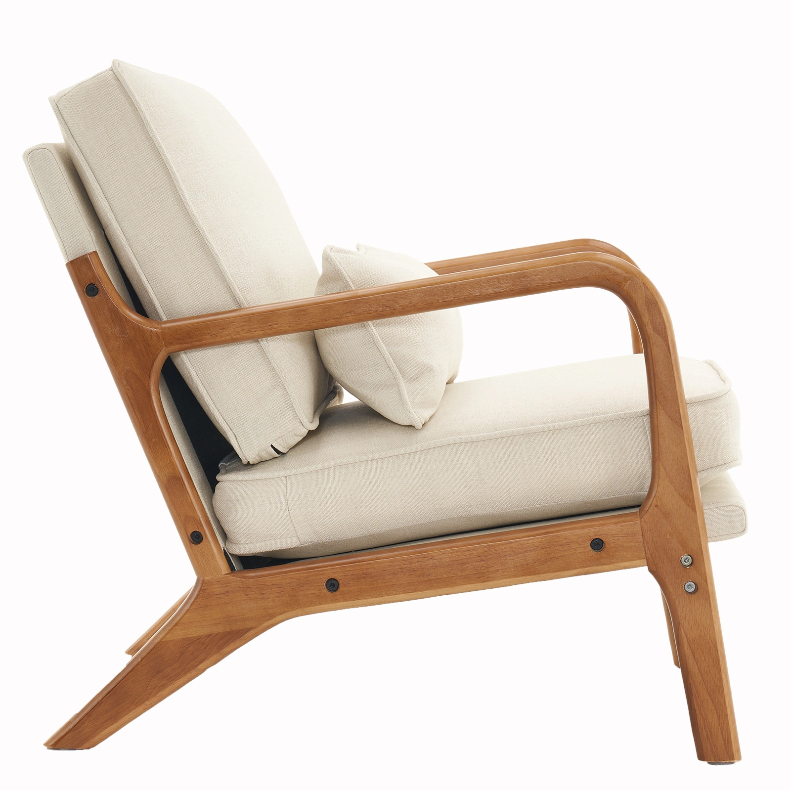 Oak Armrest Oak Upholstered Single Lounge Chair Indoor Lounge Chair Off-White view 5