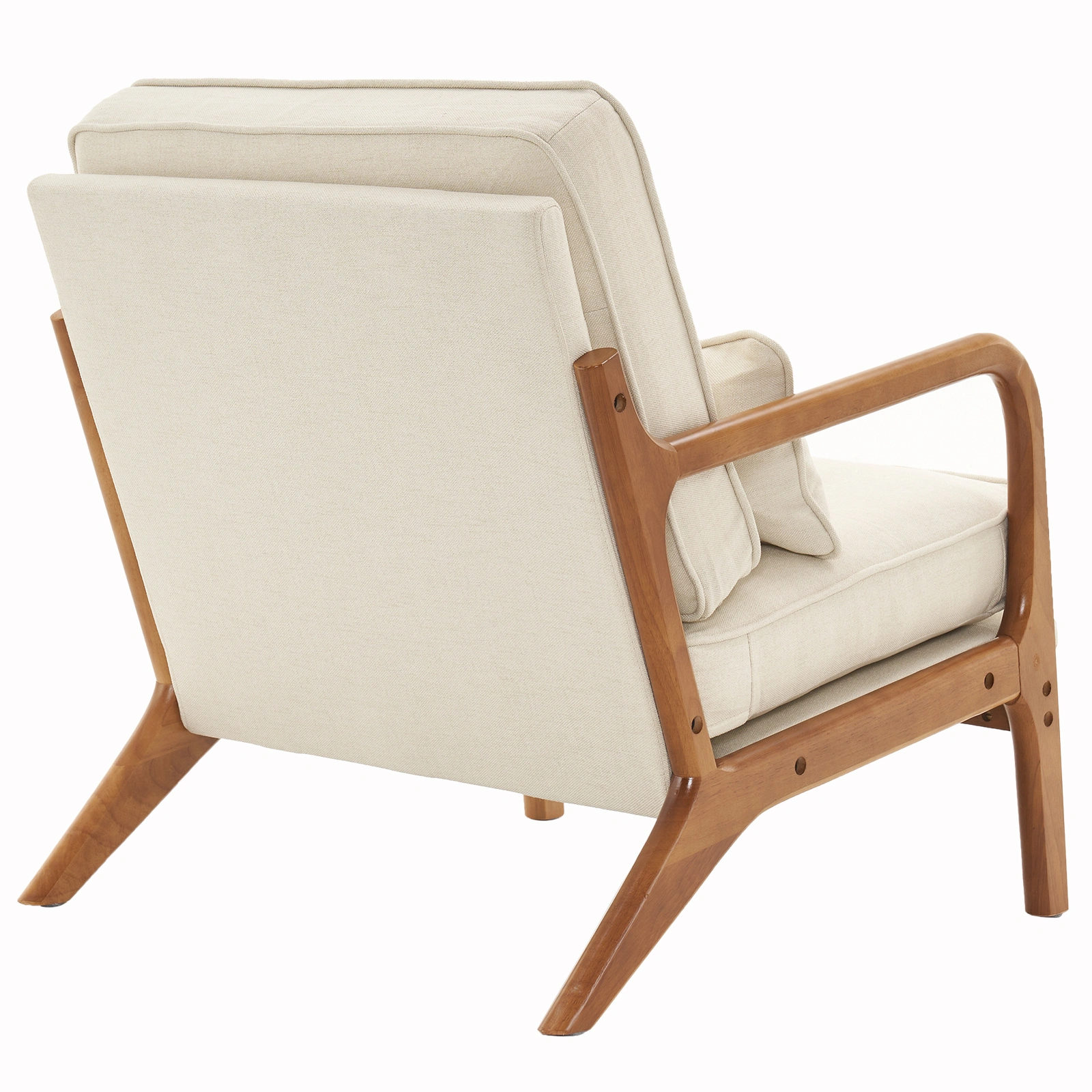 Oak Armrest Oak Upholstered Single Lounge Chair Indoor Lounge Chair Off-White view 7