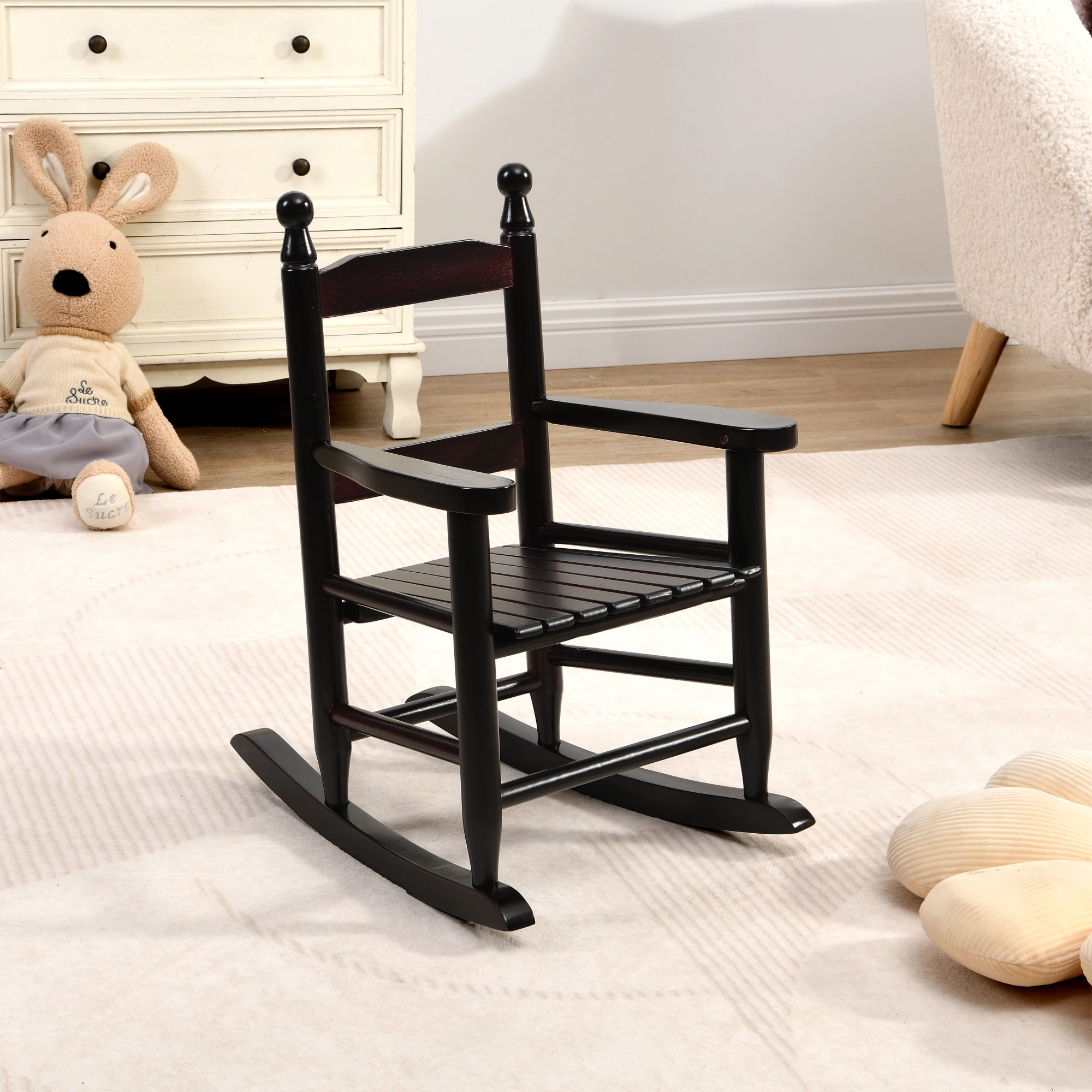Kids Rocking Chair Solid Oak Indoor Outdoor Durable ESP Wood Children's Accent Seat