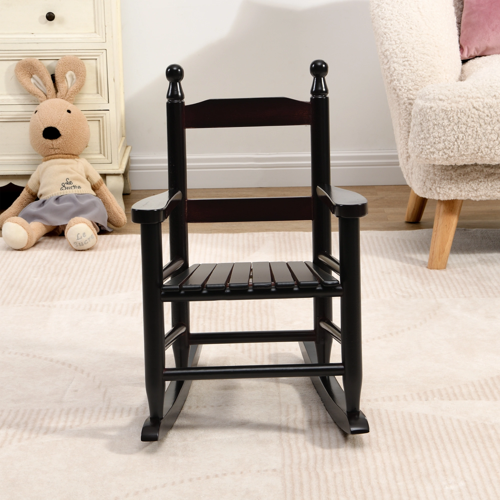 Kids Rocking Chair Solid Oak Indoor Outdoor Durable ESP Wood Children's Accent Seat view 2