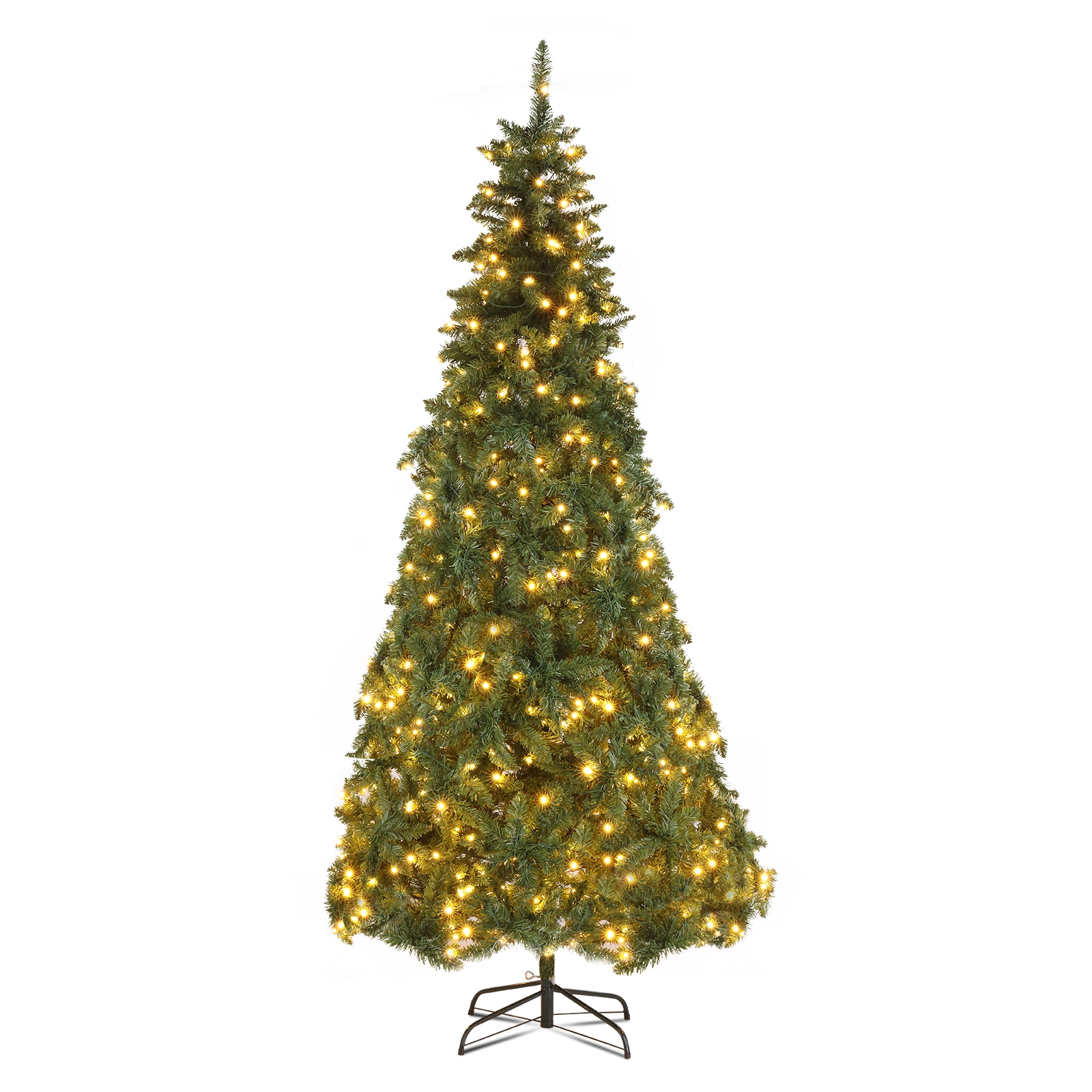 5ft Pre-Lit Christmas Tree, 600 Warm White LED Lights, 8 Modes, 1200 Branches, Green PVC Artificial Xmas Tree view 2