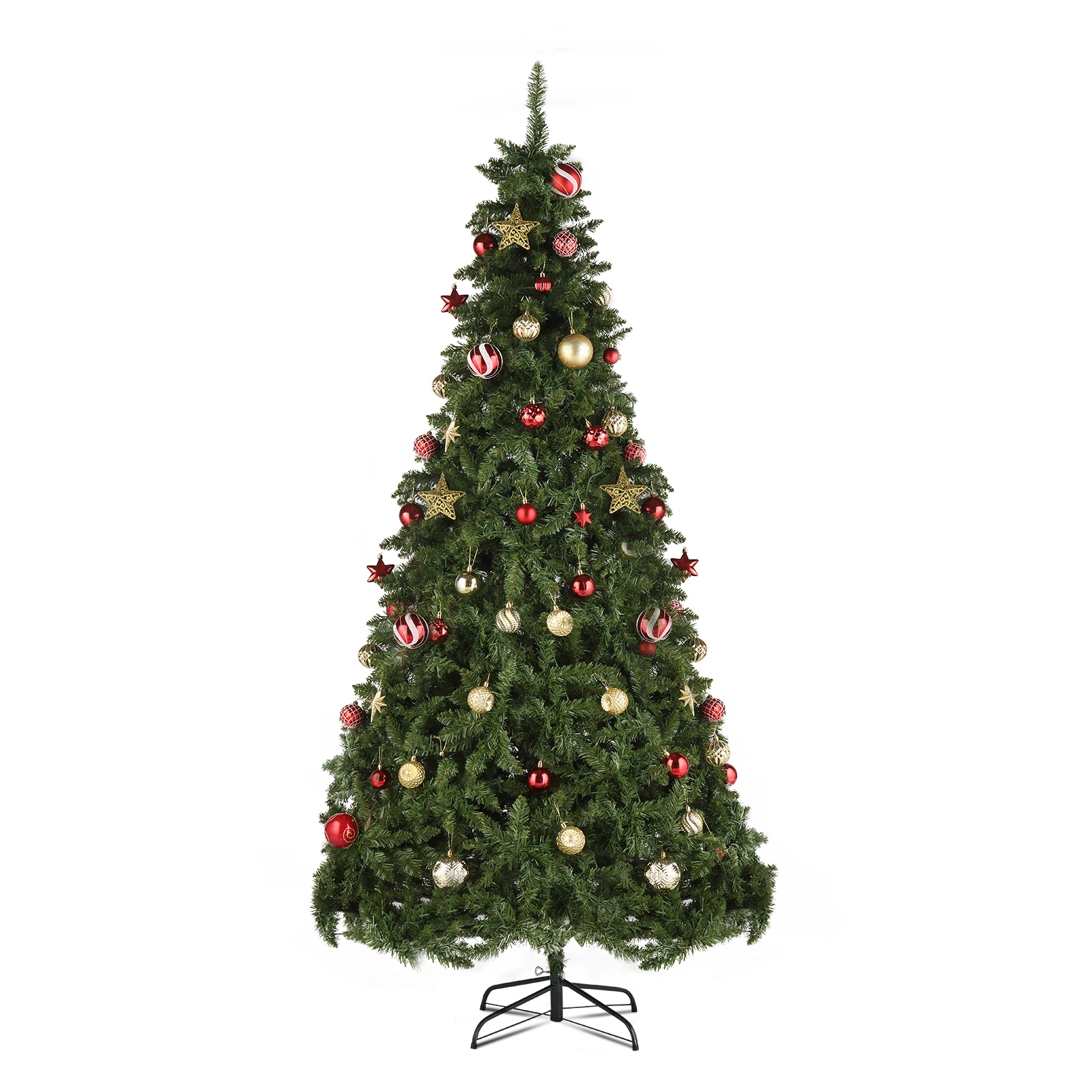 5ft Pre-Lit Christmas Tree, 600 Warm White LED Lights, 8 Modes, 1200 Branches, Green PVC Artificial Xmas Tree view 3