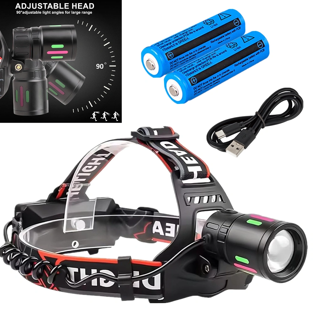 USB Rechargeable LED Headlamp Zoomable 3-Mode Camping Hiking Head Lamp Worklight view 4