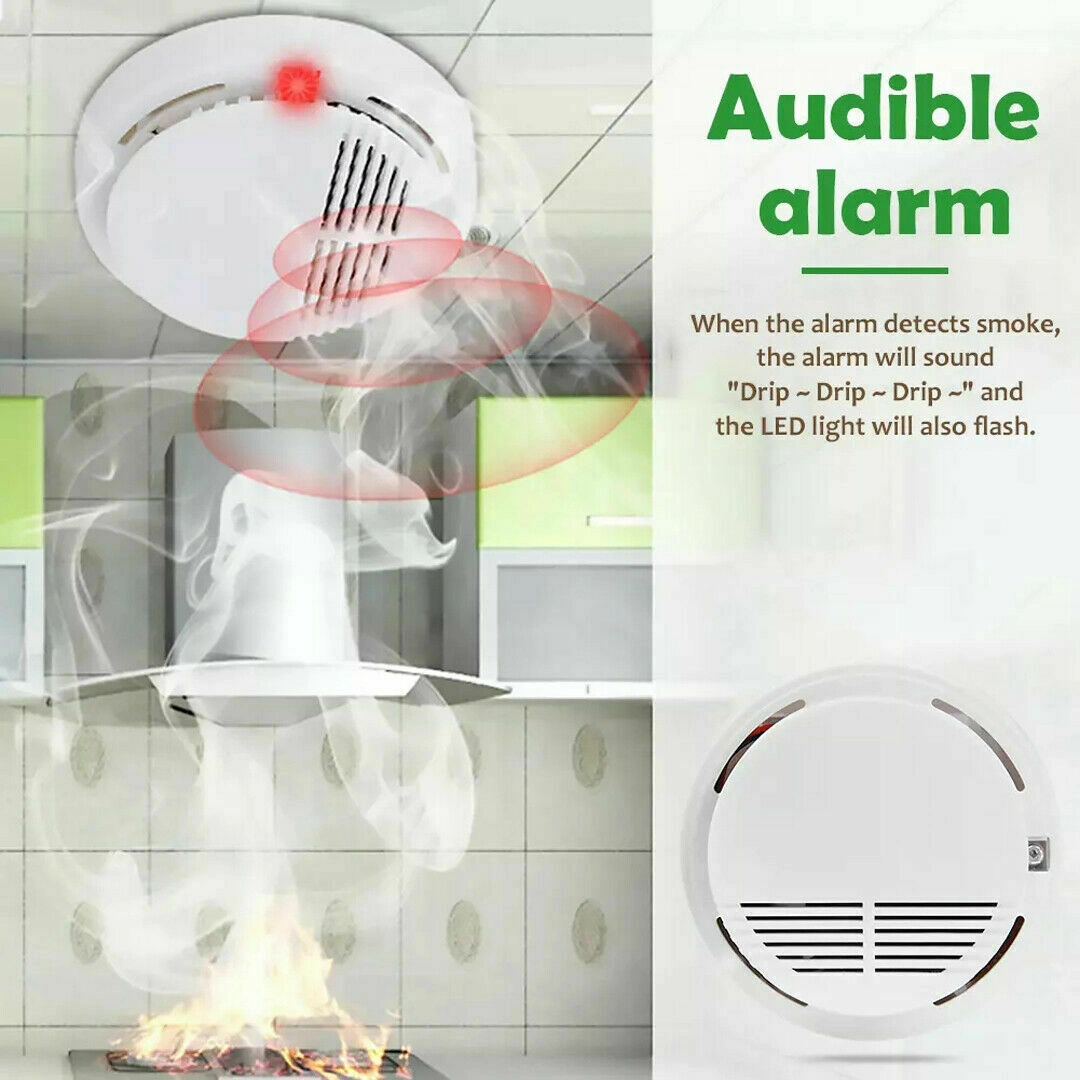 (8 Pack) Smoke Alarm Detector Home Fire Safety Sensor Alert Battery Included view 9