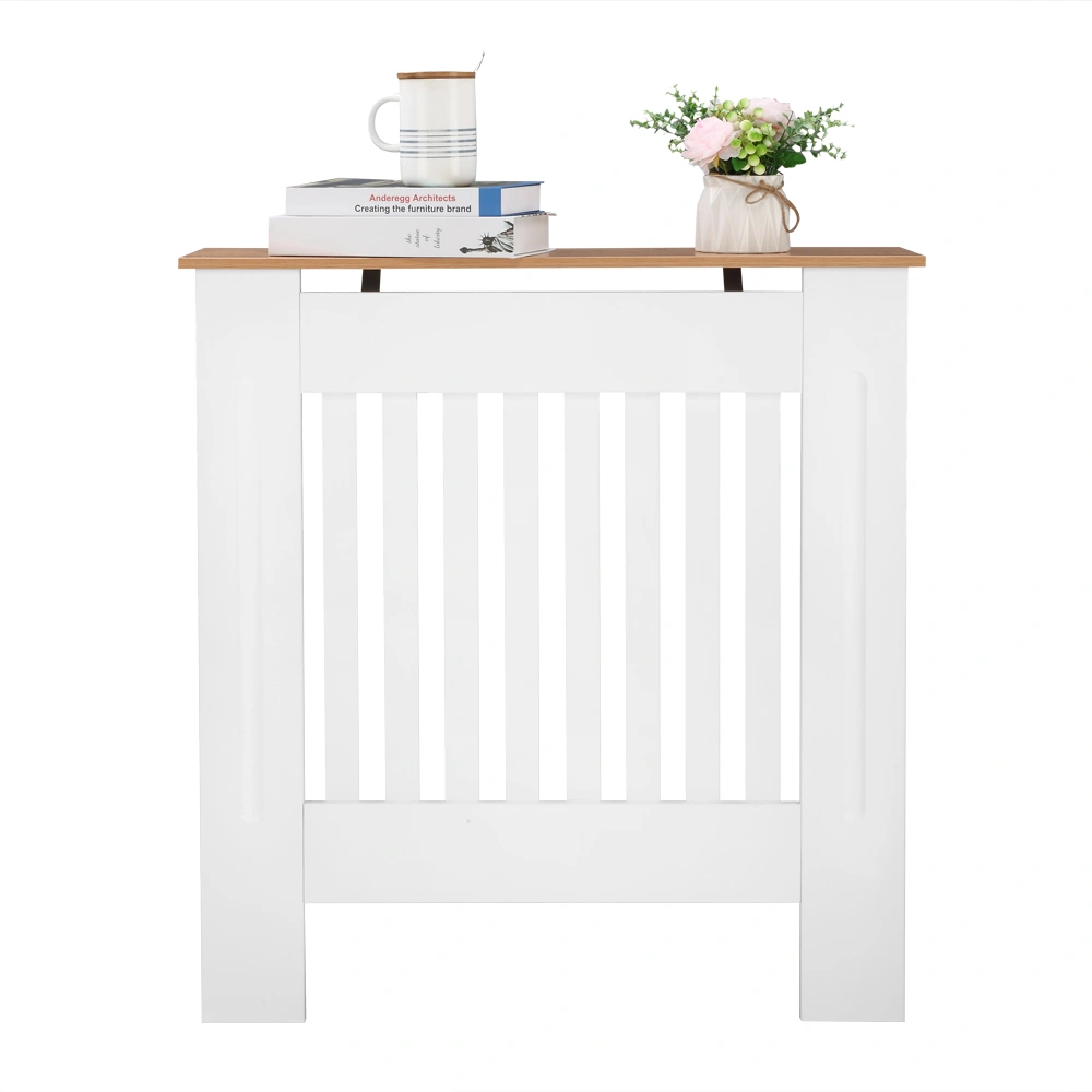 White Radiator Cover S Size E1 MDF Board Traditional Vertical Stripe Ventilated Simple Design