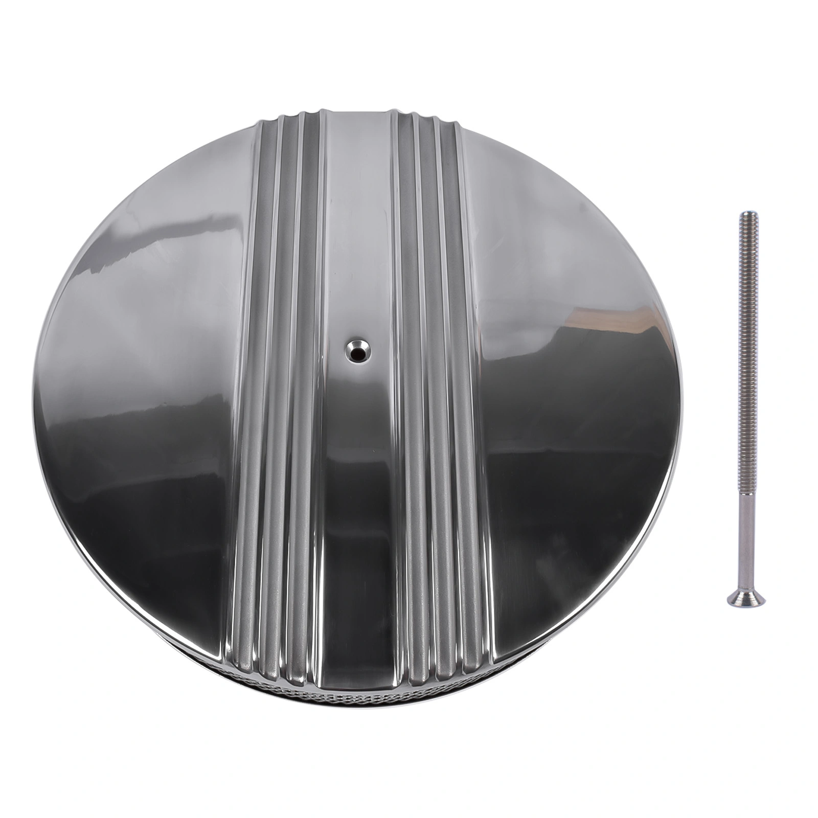 14" x 3" Half Finned Aluminum Air Cleaner With Recessed Base and Paper Element Polished view 2