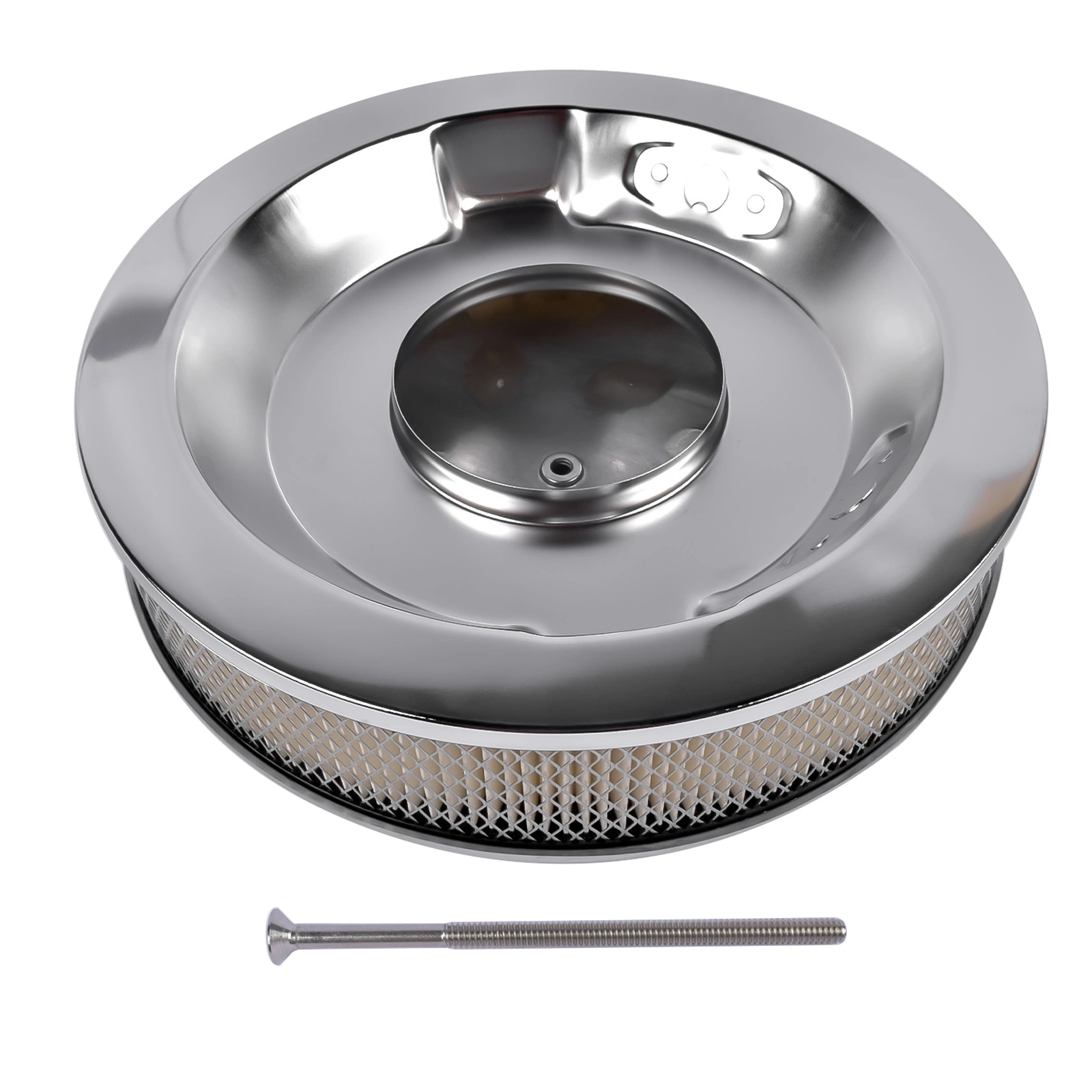 14" x 3" Half Finned Aluminum Air Cleaner With Recessed Base and Paper Element Polished view 5