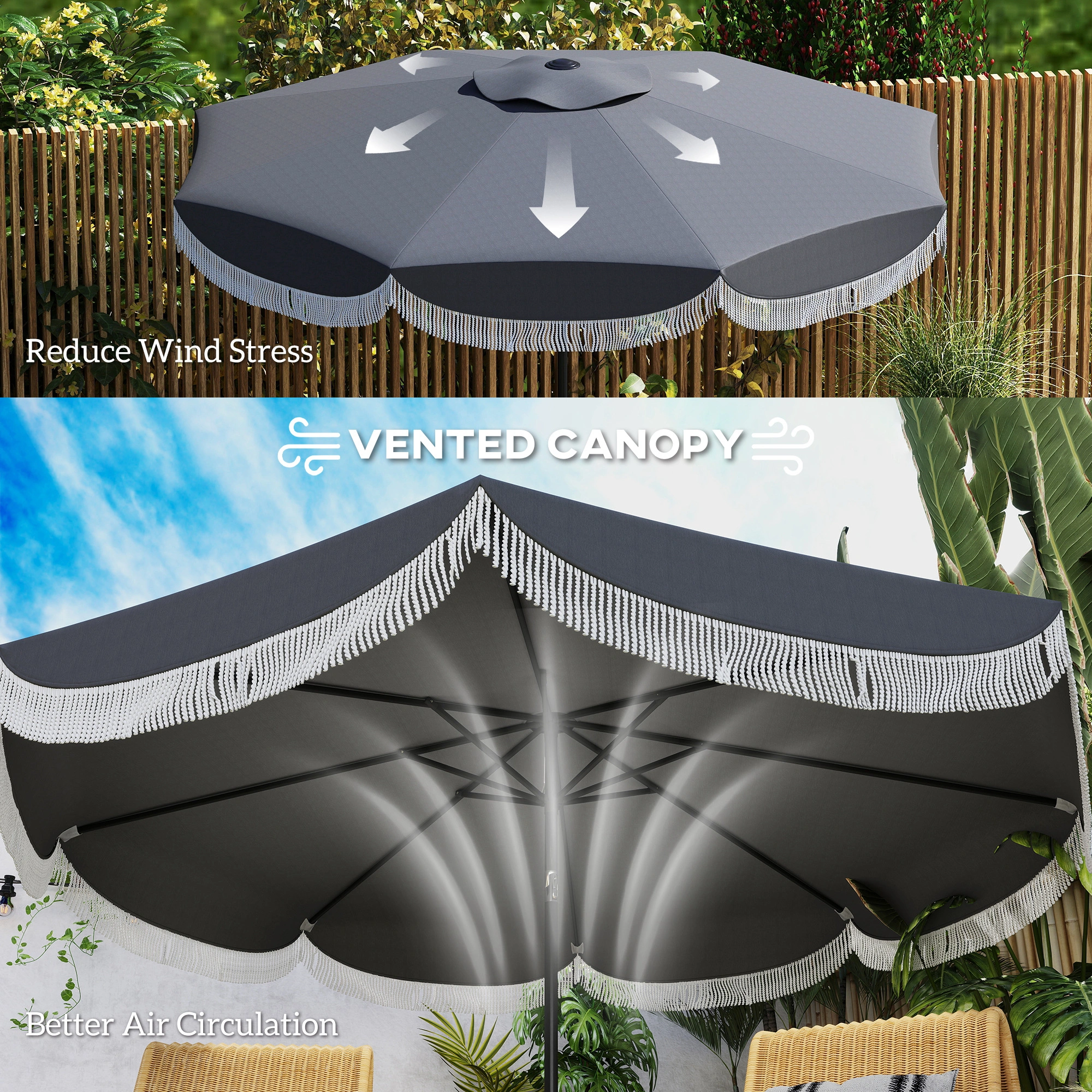 Large Patio Umbrella Outdoor Garden Sunshade Replacement Canopy view 3
