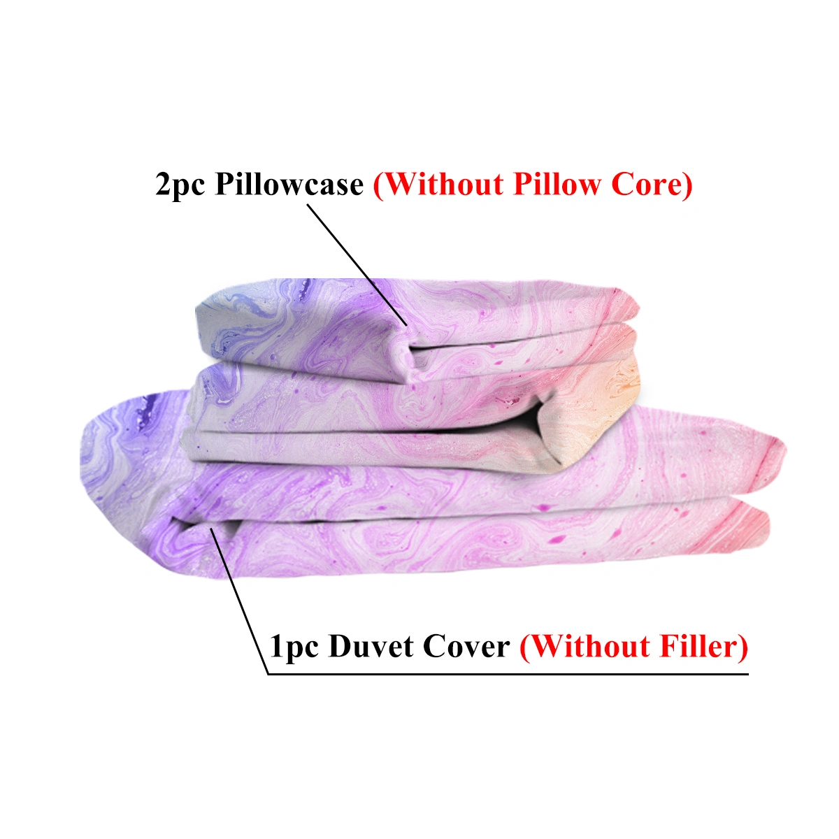 Girly Duvet Cover Set 3 Pcs Rainbow Glitter Ombre Unicorn Bedding Pink Purple Blue Green Pastel Single with 2 Pillow Shams view 5