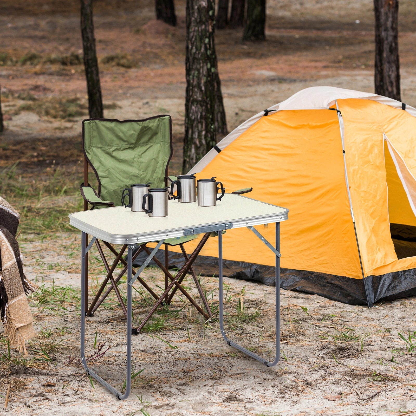 Aluminum Camping Folding Table 70x50x60cm Portable Outdoor Picnic Table for Hiking and Travel view 14