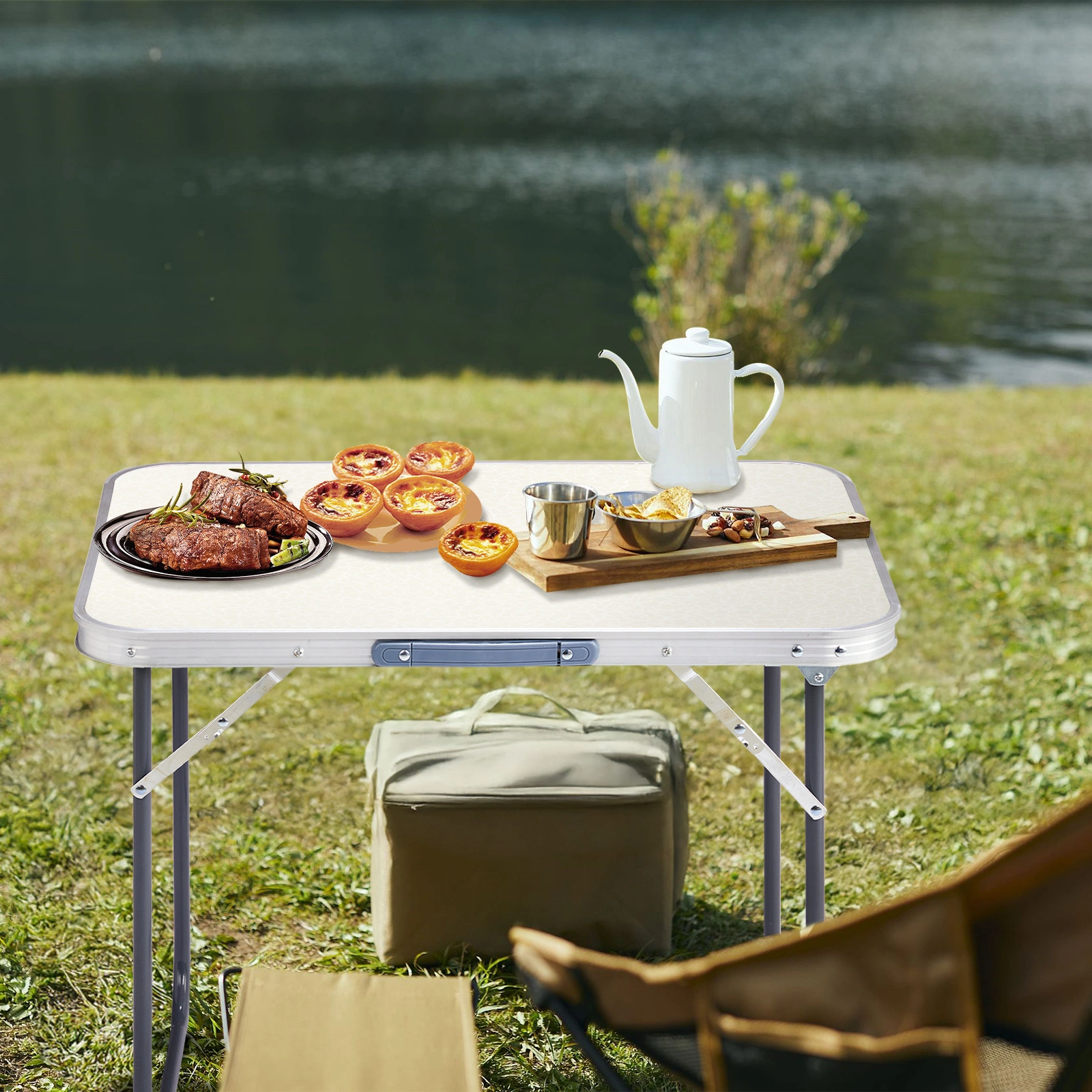 Aluminum Camping Folding Table 70x50x60cm Portable Outdoor Picnic Table for Hiking and Travel view 2