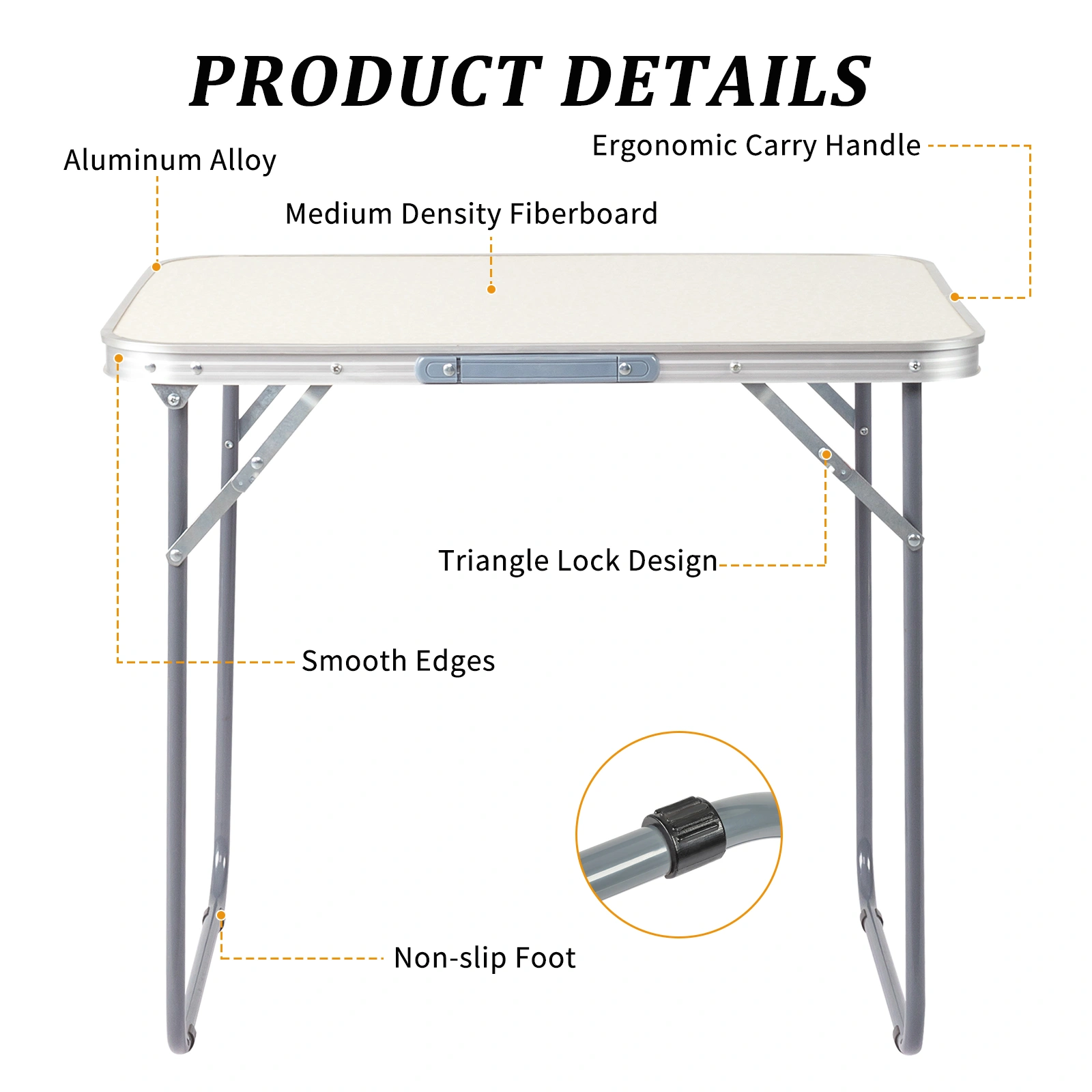 Aluminum Camping Folding Table 70x50x60cm Portable Outdoor Picnic Table for Hiking and Travel view 21