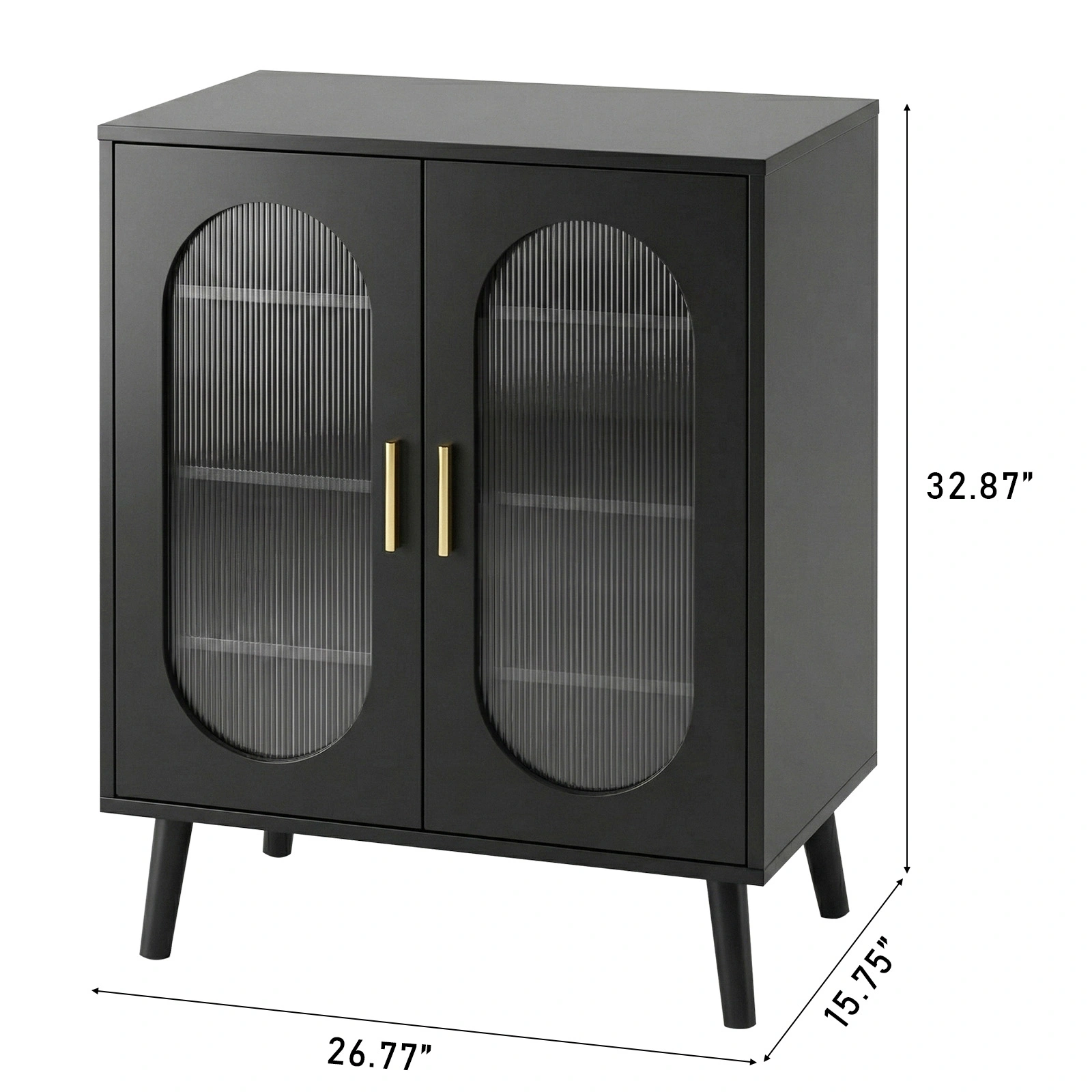 2-door shoe cabinet with high legs, internal 4-tier shelving, USB LED light strip, and 24-key adjustable lighting. Made of particleboard and polycarbonate. Dimensions: 68*40*83.5 cm. Color: Black view 5