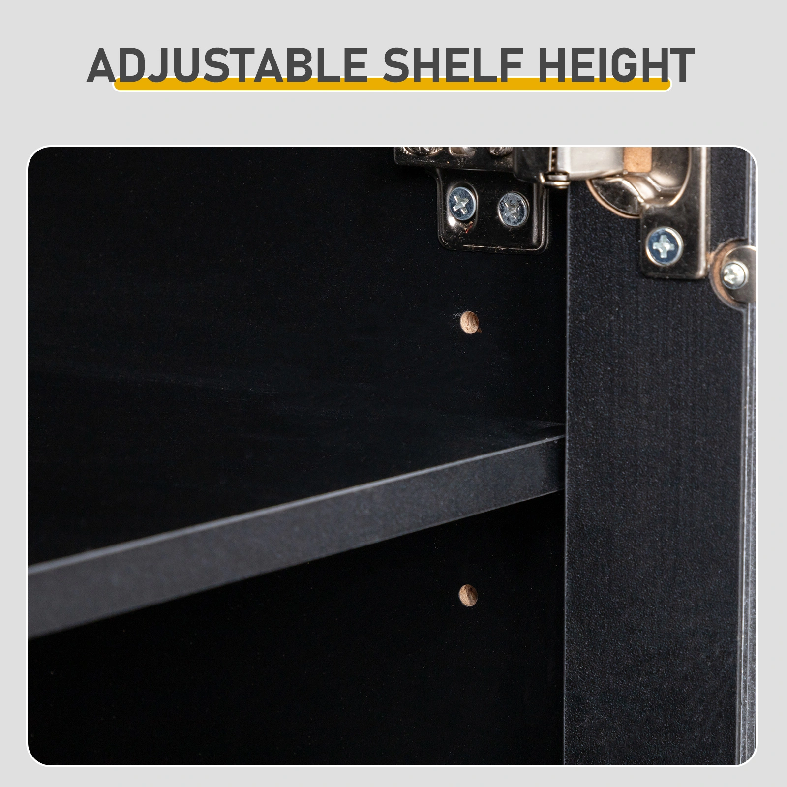 2-door shoe cabinet with high legs, internal 4-tier shelving, USB LED light strip, and 24-key adjustable lighting. Made of particleboard and polycarbonate. Dimensions: 68*40*83.5 cm. Color: Black view 8