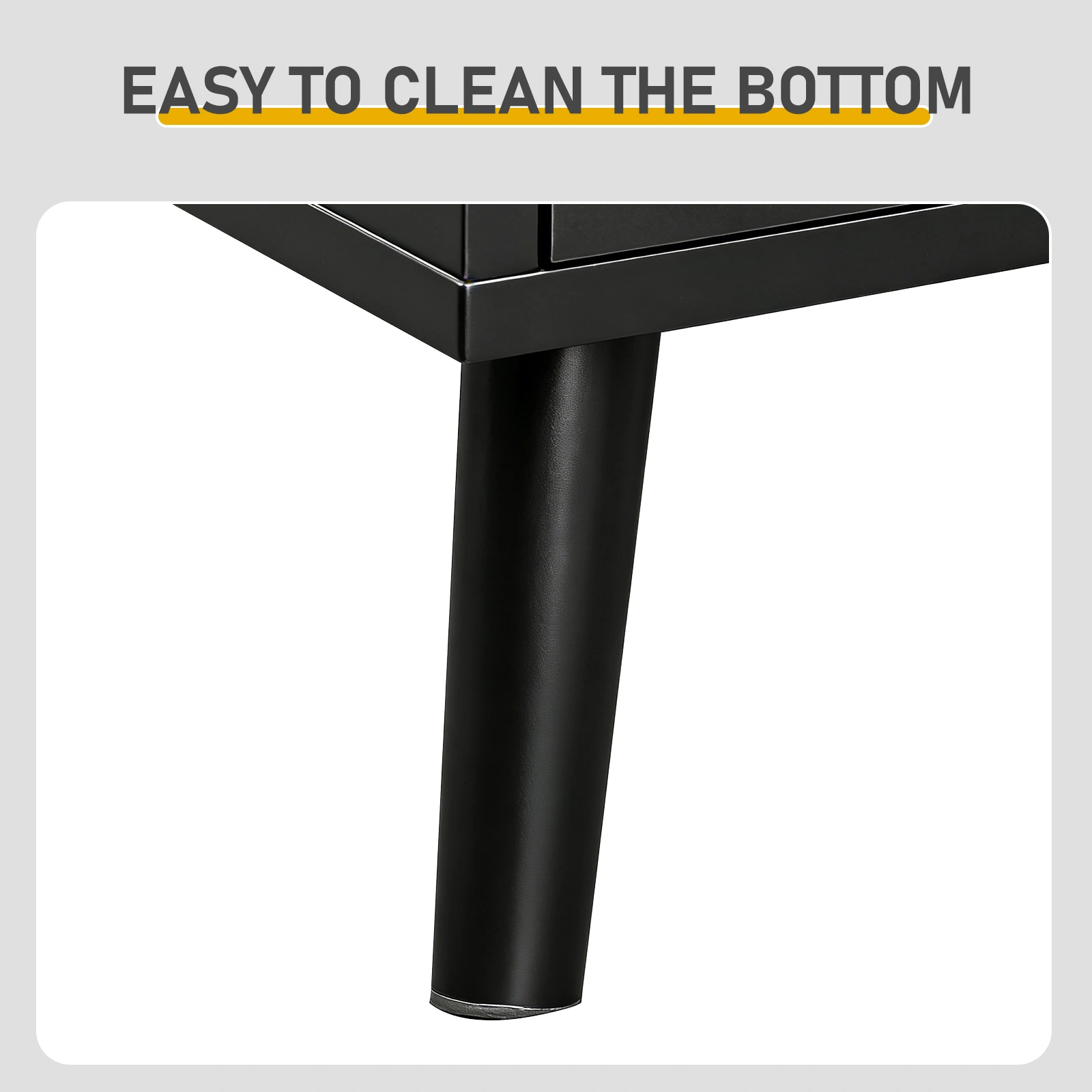 2-door shoe cabinet with high legs, internal 4-tier shelving, USB LED light strip, and 24-key adjustable lighting. Made of particleboard and polycarbonate. Dimensions: 68*40*83.5 cm. Color: Black view 9