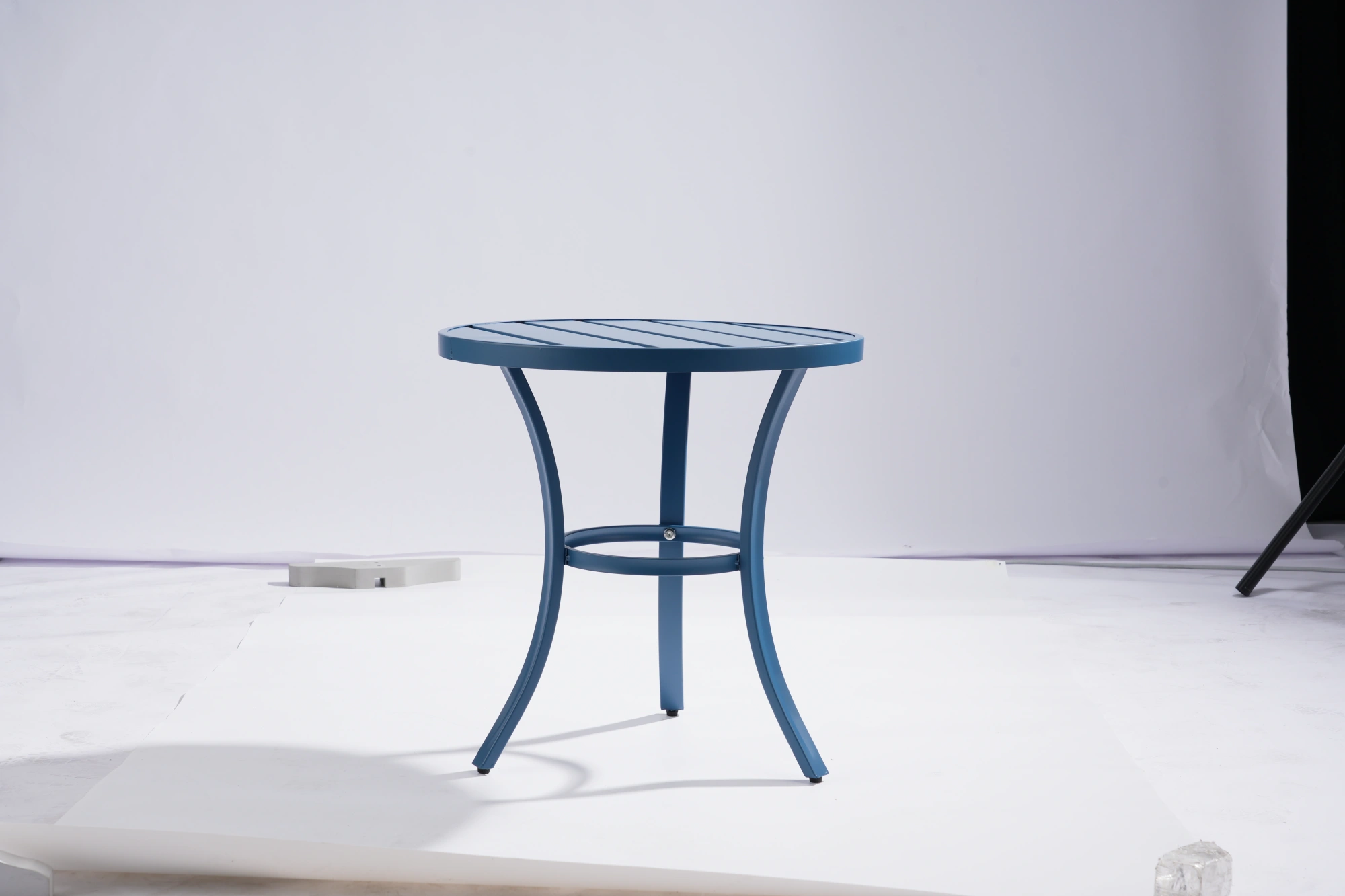 Outdoor Round Side Table, Small Metal Table Patio End Table Coffee Bistro Table for Indoor Outdoor, Navy Blue view 7
