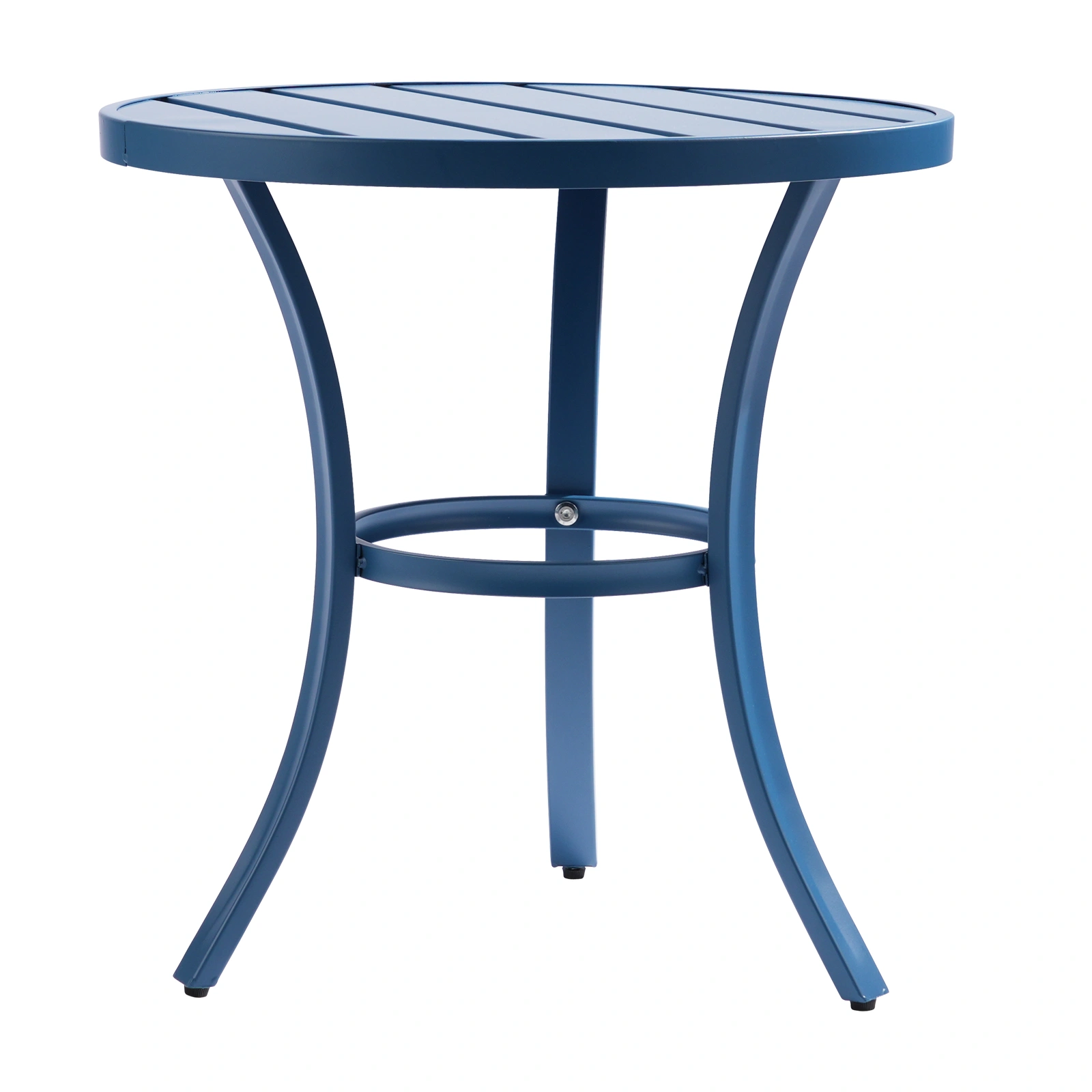 Outdoor Round Side Table, Small Metal Table Patio End Table Coffee Bistro Table for Indoor Outdoor, Navy Blue view 8