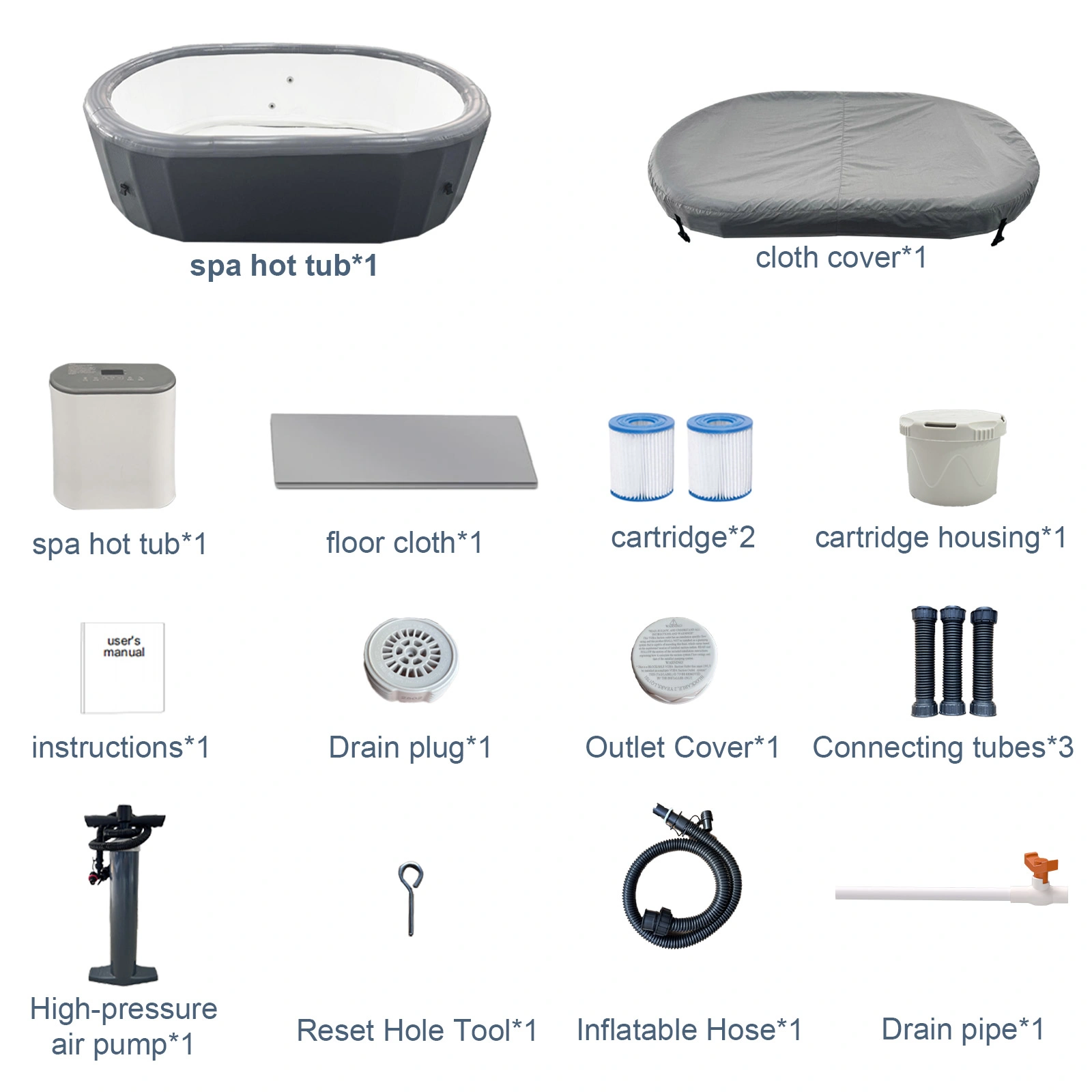 Hot Tub Inflatable Portable Oval Spa 2 Person Hot Tub with 180 Bubble Jets, Cover, Filter Cartridges, Pump view 4
