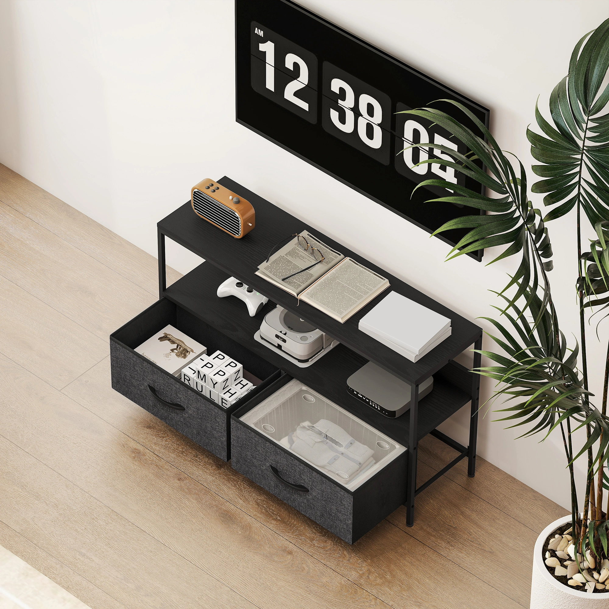 Modern TV Stand Cabinet 60 inch Media Console with Storage Shelves for Living Room view 3