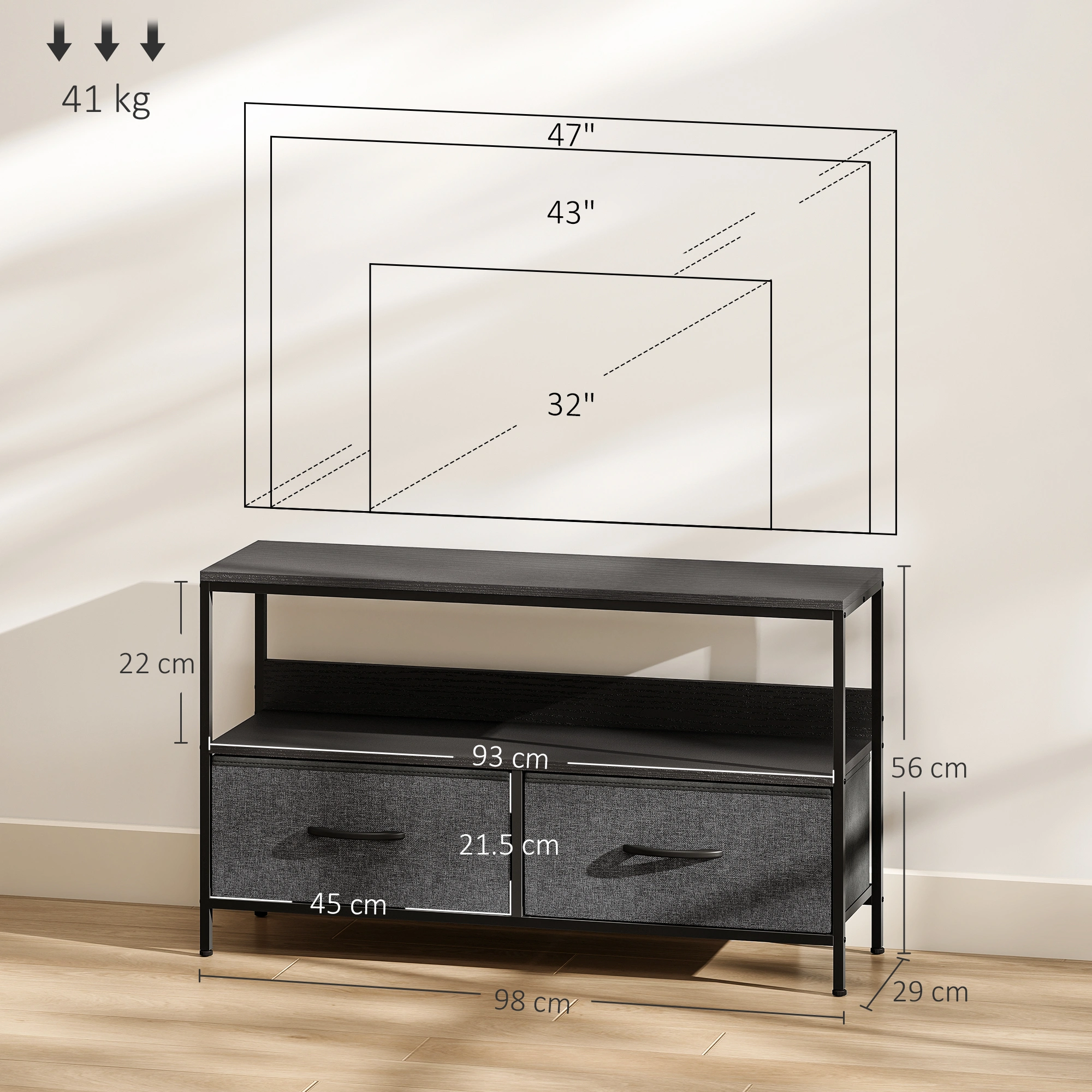 Modern TV Stand Cabinet 60 inch Media Console with Storage Shelves for Living Room view 5