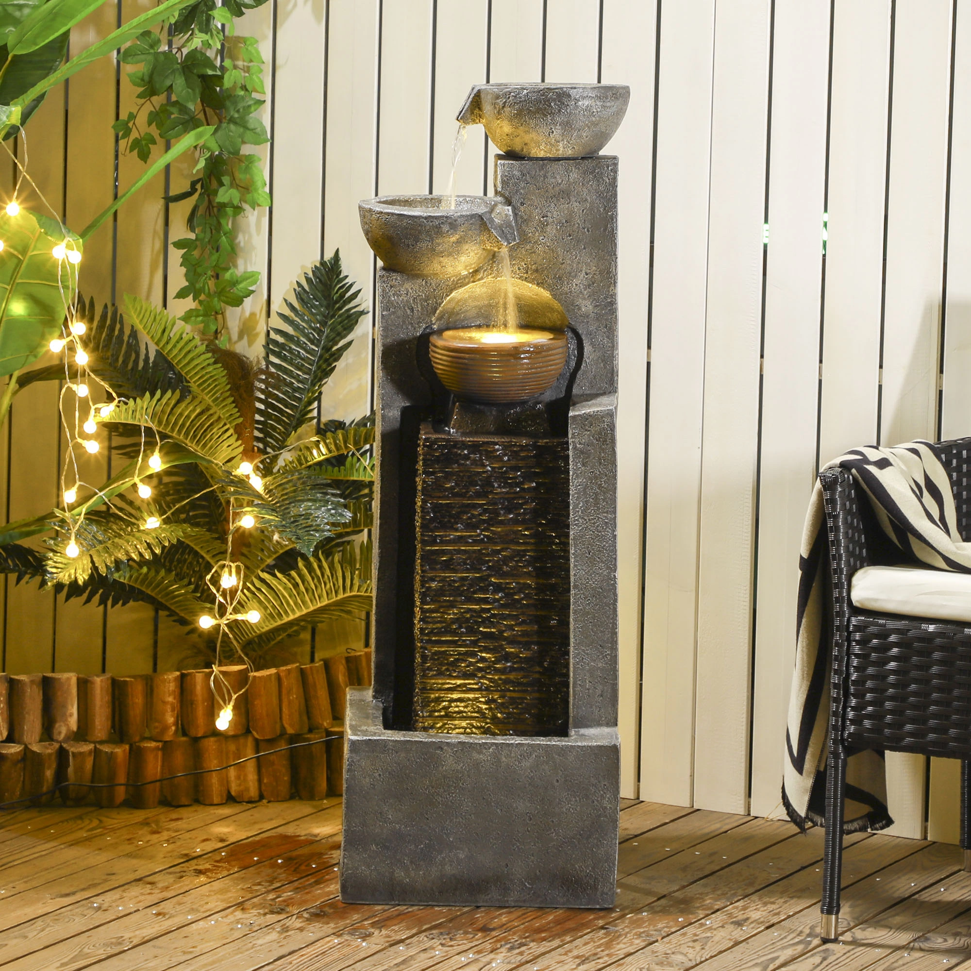 Decorative Water Fountain, Indoor Outdoor Pond Pump for Fish Tank, Garden, Home Office, Desktop Ornamental Aesthetic Calming Stream Flow