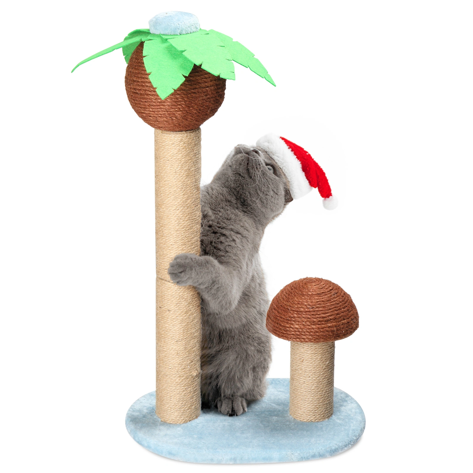 5" Coconut Palm Tree Cat Scratching Post with Natural Sisal Posts & Dangling Balls for Indoor Cats