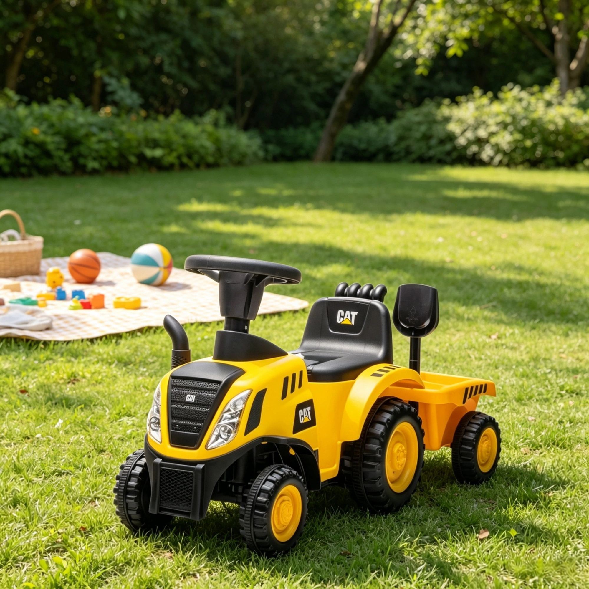 Kids Pedal Ride On Tractor Construction Toy with Shovel & Trailer for 18-36 Month Toddlers view 5