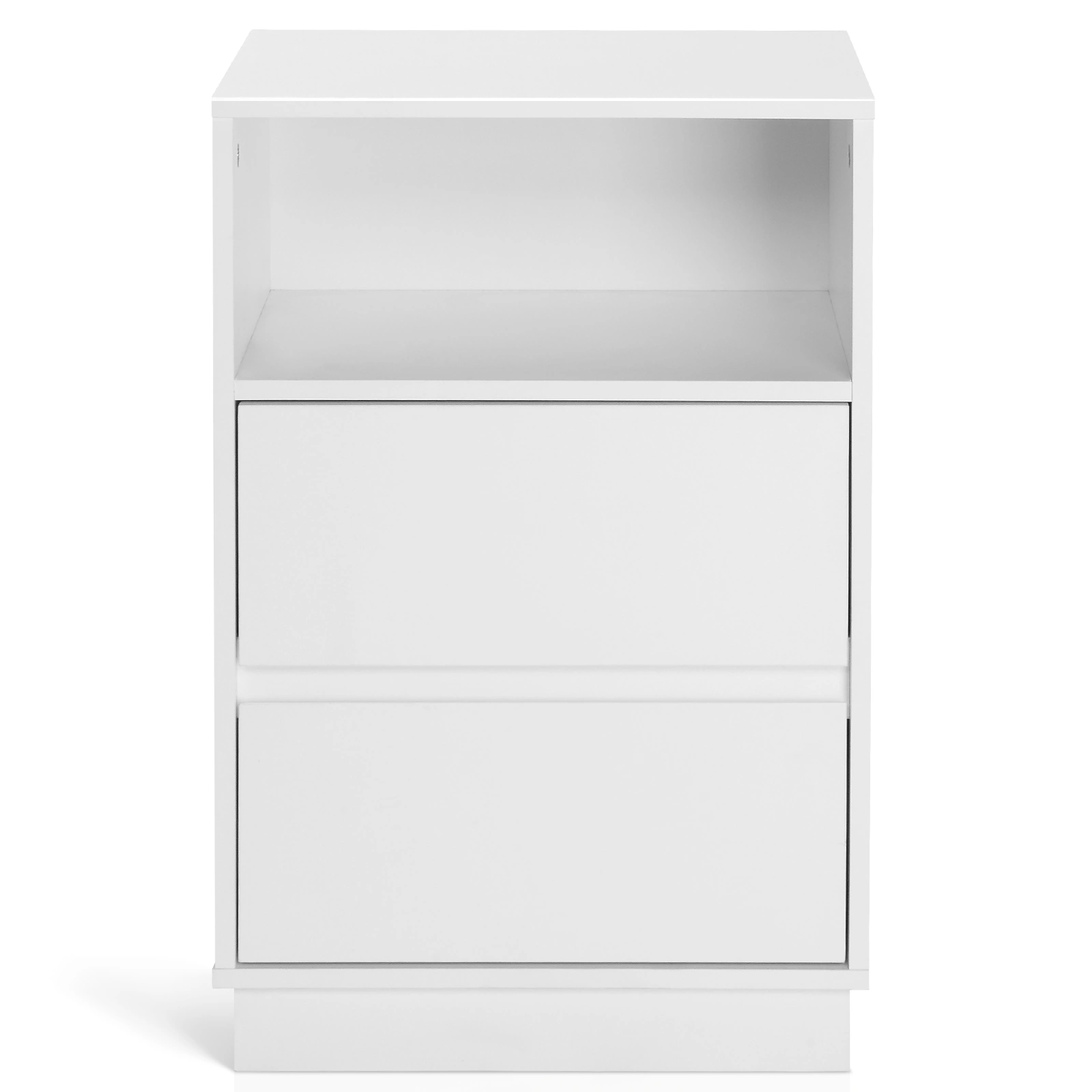 White P2 particleboard with melamine finish, drawer beveled edges, 40*30*60cm, two drawers with top shelf, 1 bedside table view 9