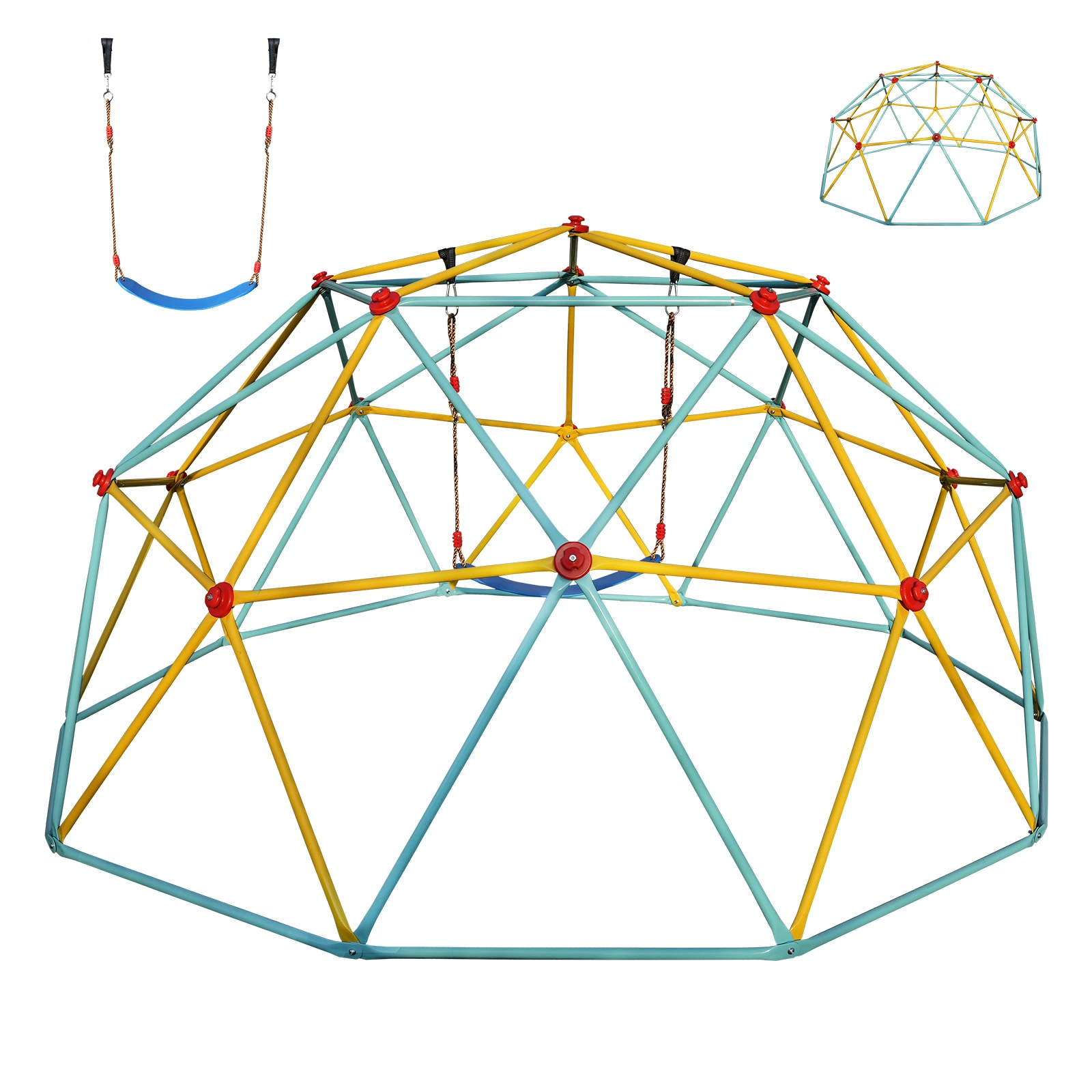 10FT Climbing Dome for Kids Jungle Gym Apply To Park Dome Climber With Swing Playground Equipment,Blue view 4