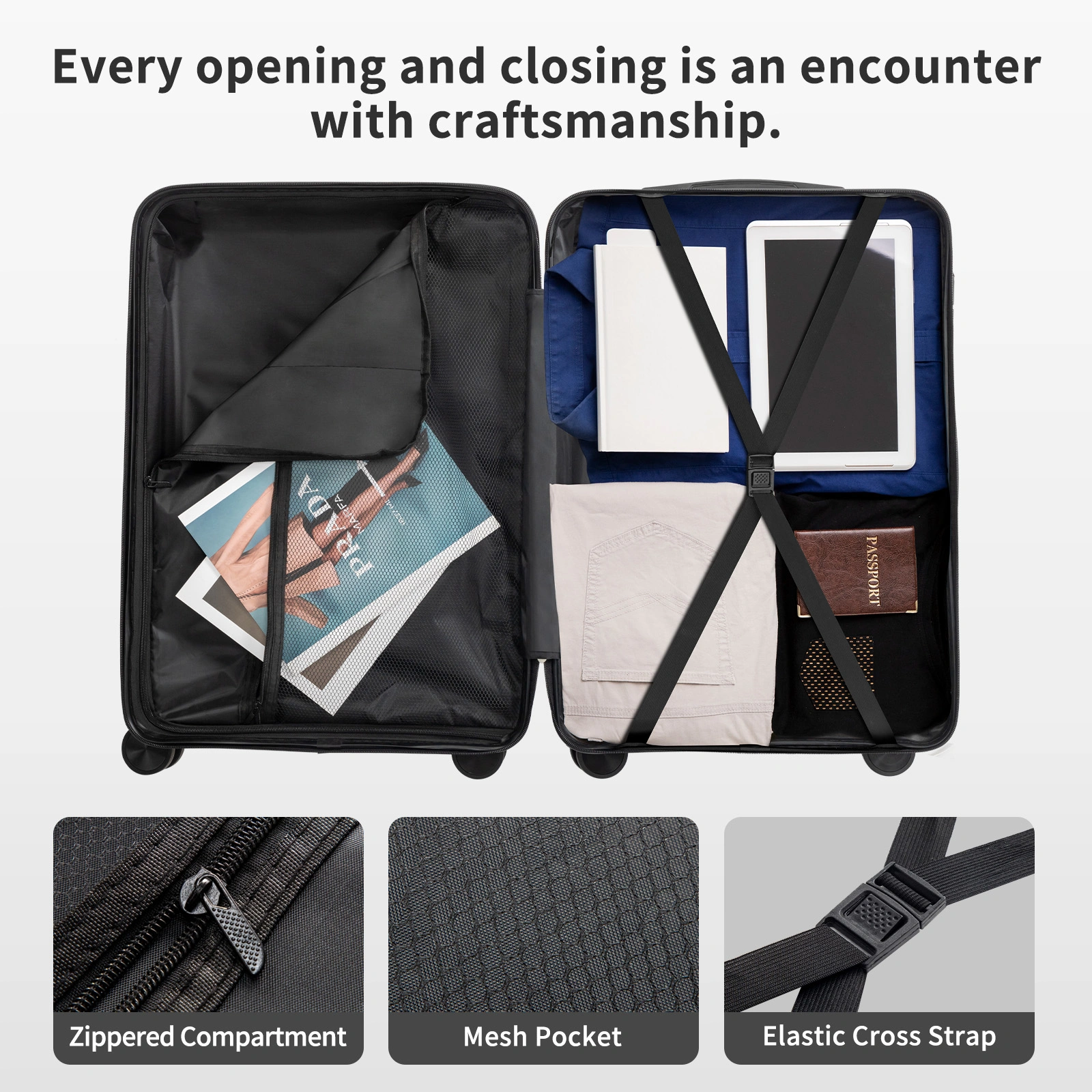 PP Trolley Case 20in Travel Suitcase Black view 17