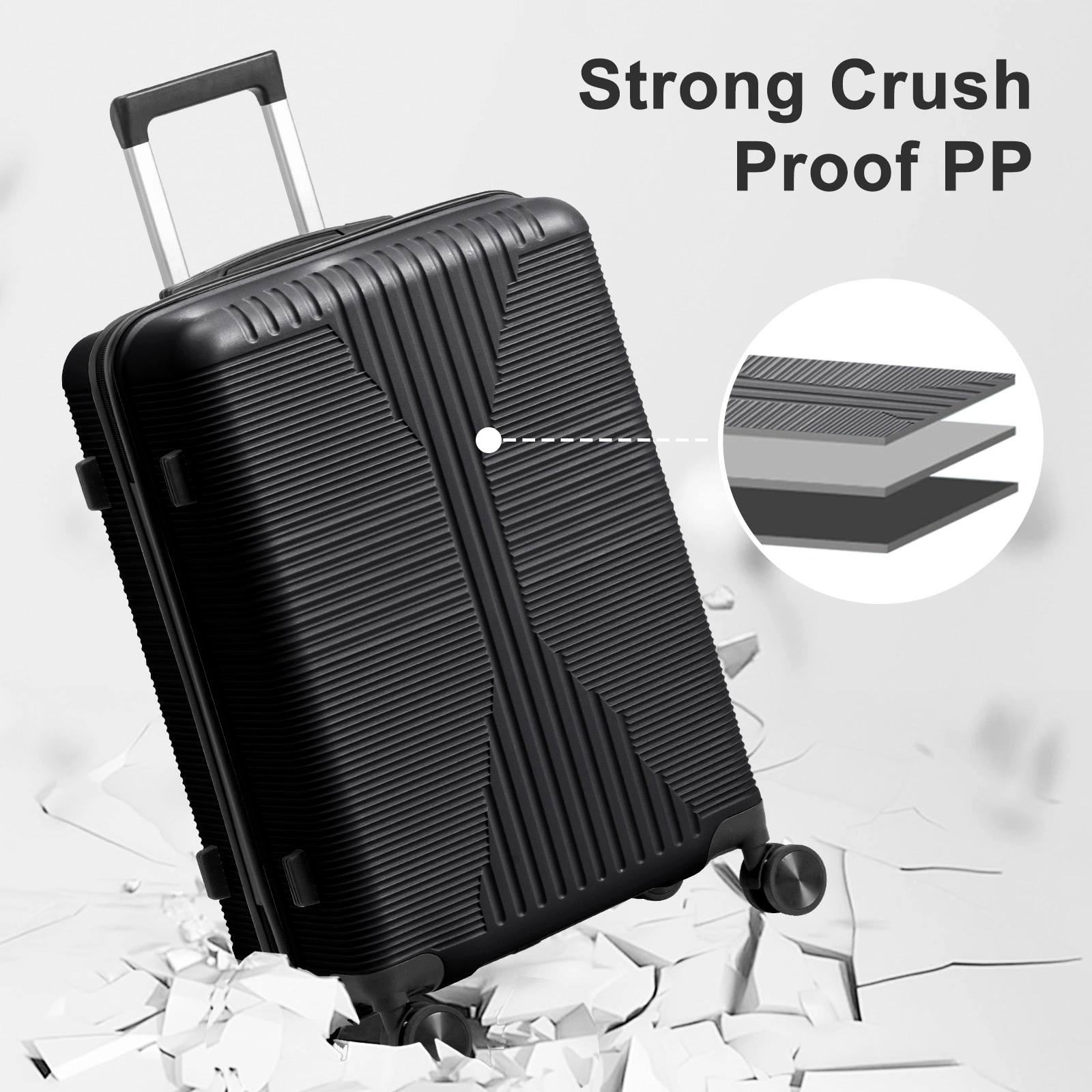 PP Trolley Case 20in Travel Suitcase Black view 20