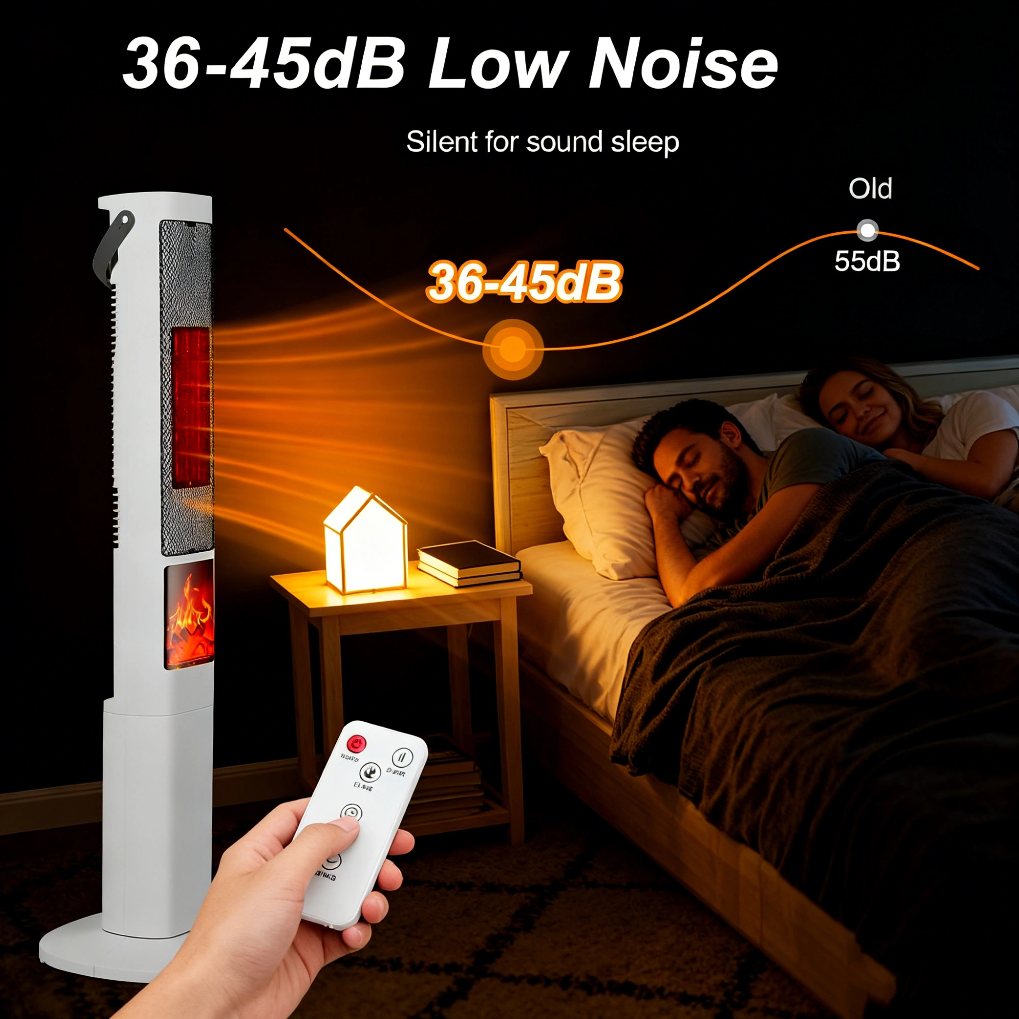 Oscillating Space Heater with 3D Flame Effect, 120° Wide Angle, 30% Faster Heat, 5 Timer, Remote Control, Tip-Over Safety view 5
