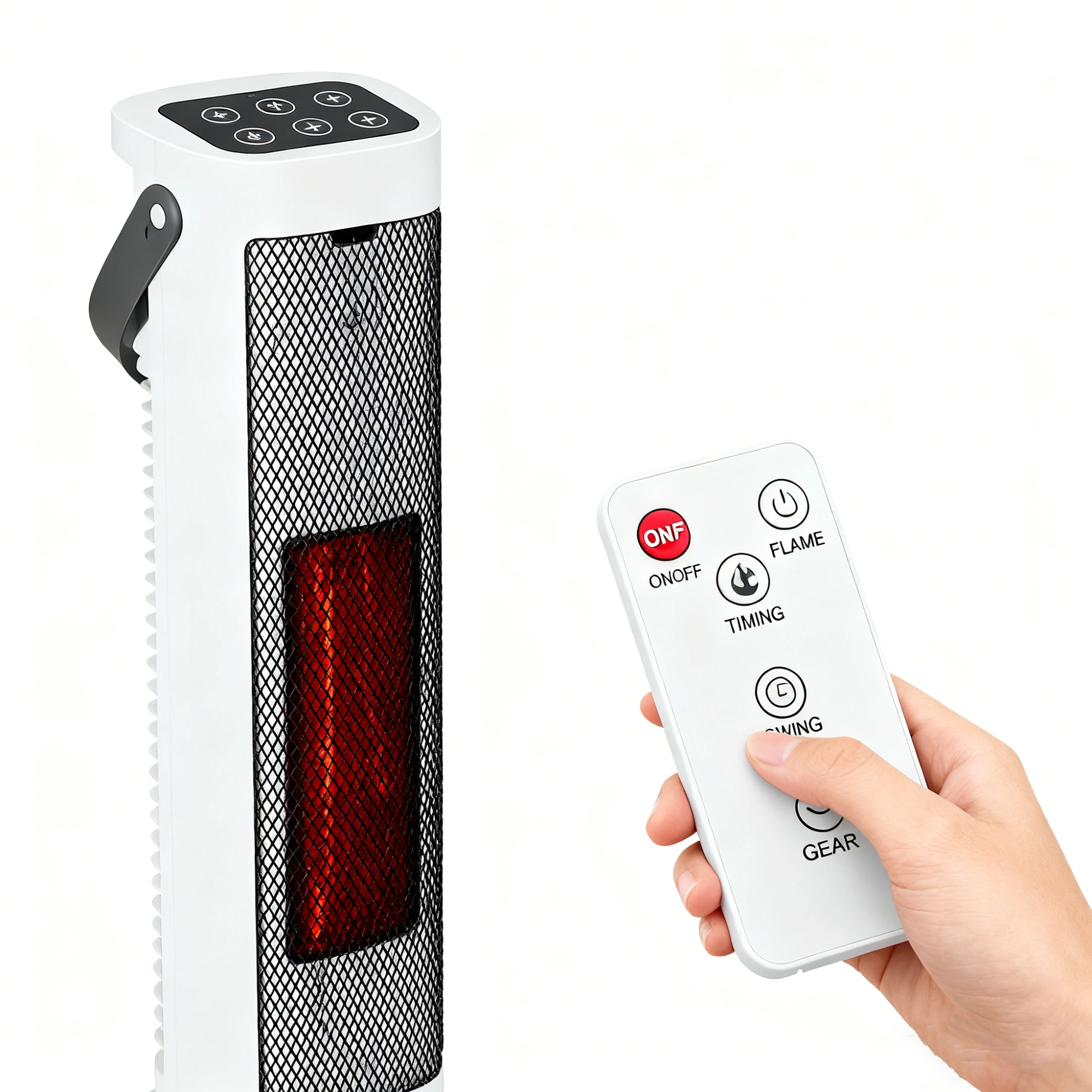 Oscillating Space Heater with 3D Flame Effect, 120° Wide Angle, 30% Faster Heat, 5 Timer, Remote Control, Tip-Over Safety view 6