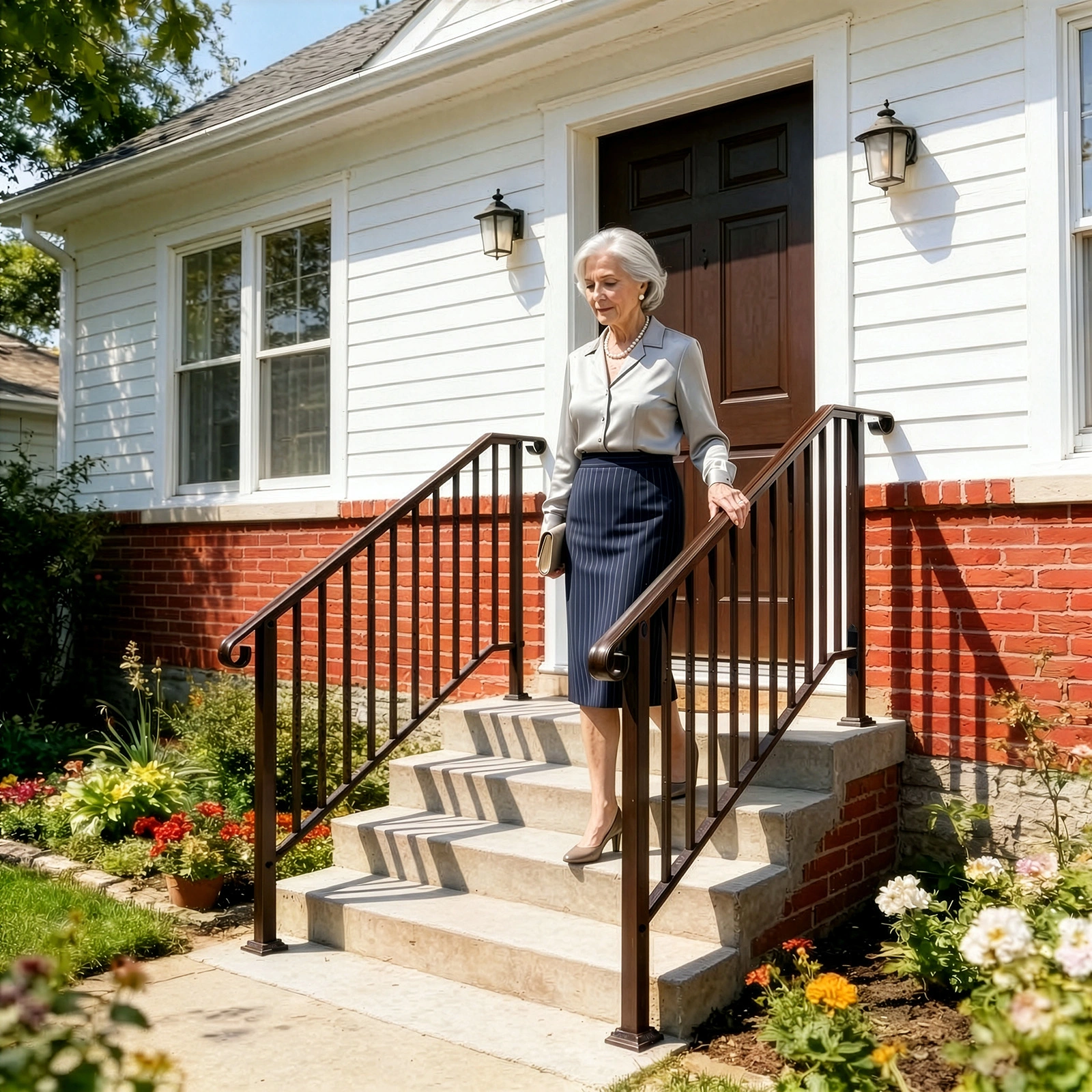 Outdoor 4 Level Iron Handrail Copper view 10
