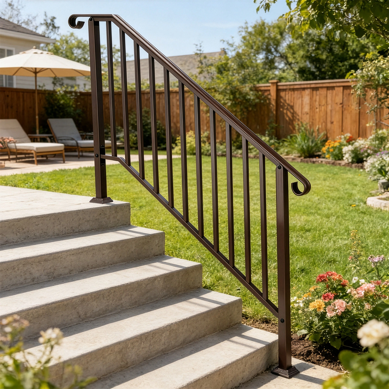 Outdoor 4 Level Iron Handrail Copper view 12